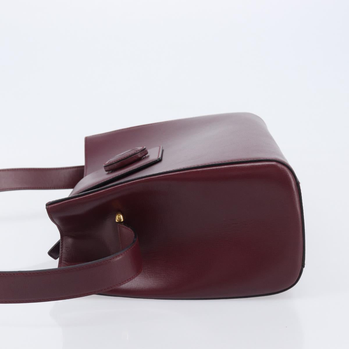 CARTIER Must Line Shoulder Bag Leather Bordeaux Gold Auth ka6410
