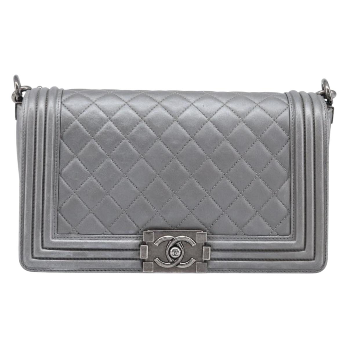 CHANEL Boy Chanel Matelasse Chain Bag Lamb Skin Red Gold CC Auth ka6411M