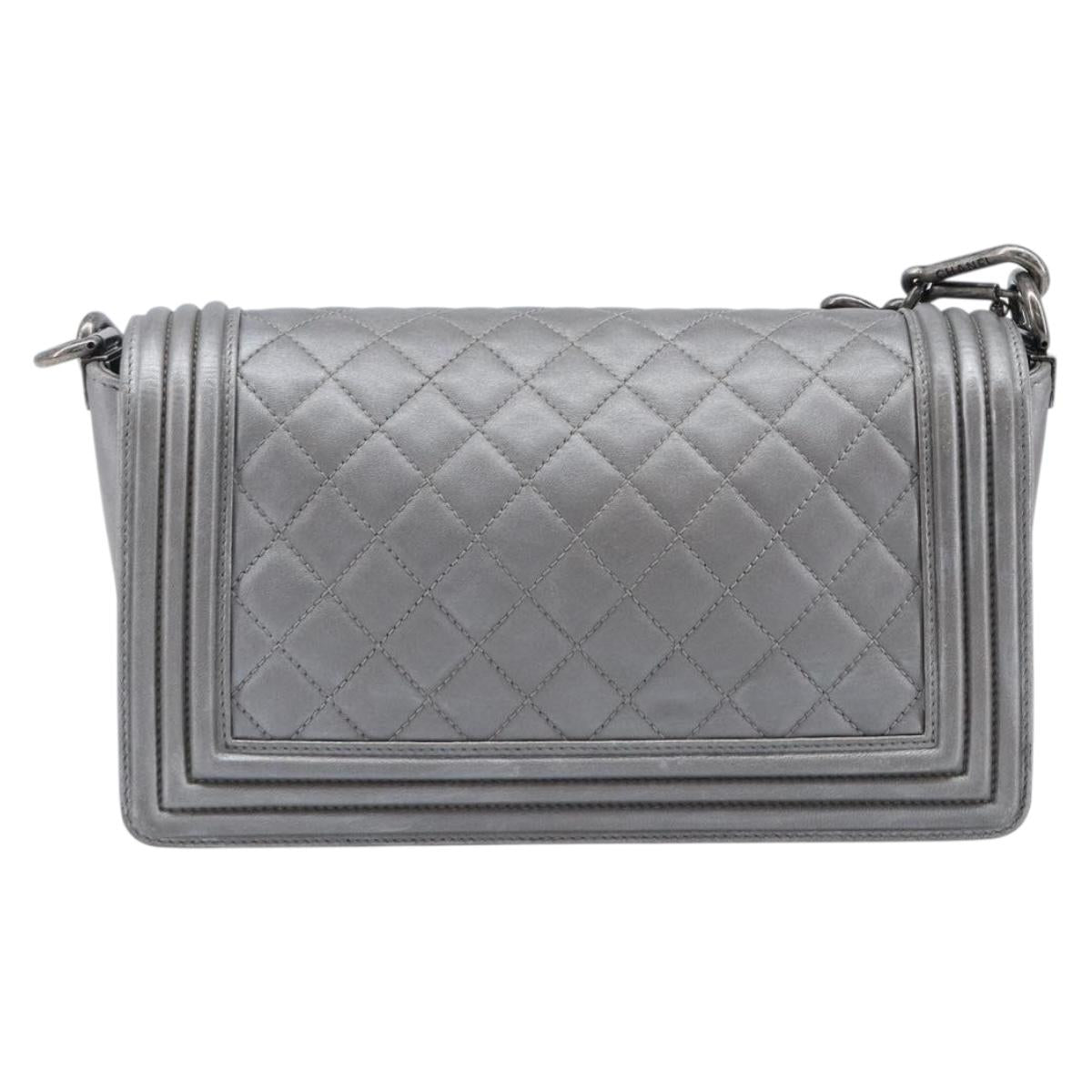 CHANEL Boy Chanel Matelasse Chain Bag Lamb Skin Red Gold CC Auth ka6411M