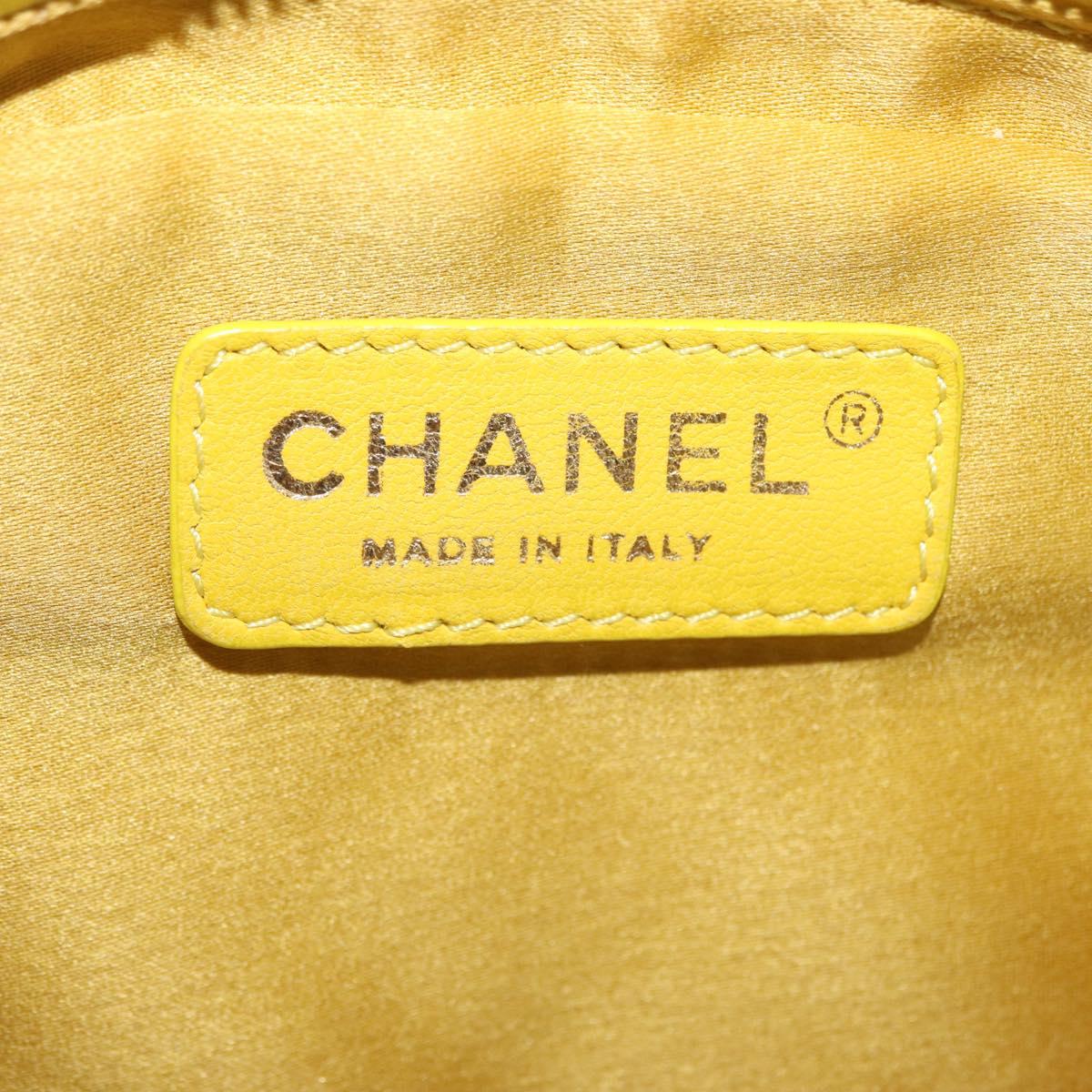 CHANEL Matelasse Chain Shoulder Bag Lamb Skin Yellow Gold CC Auth ka6413M