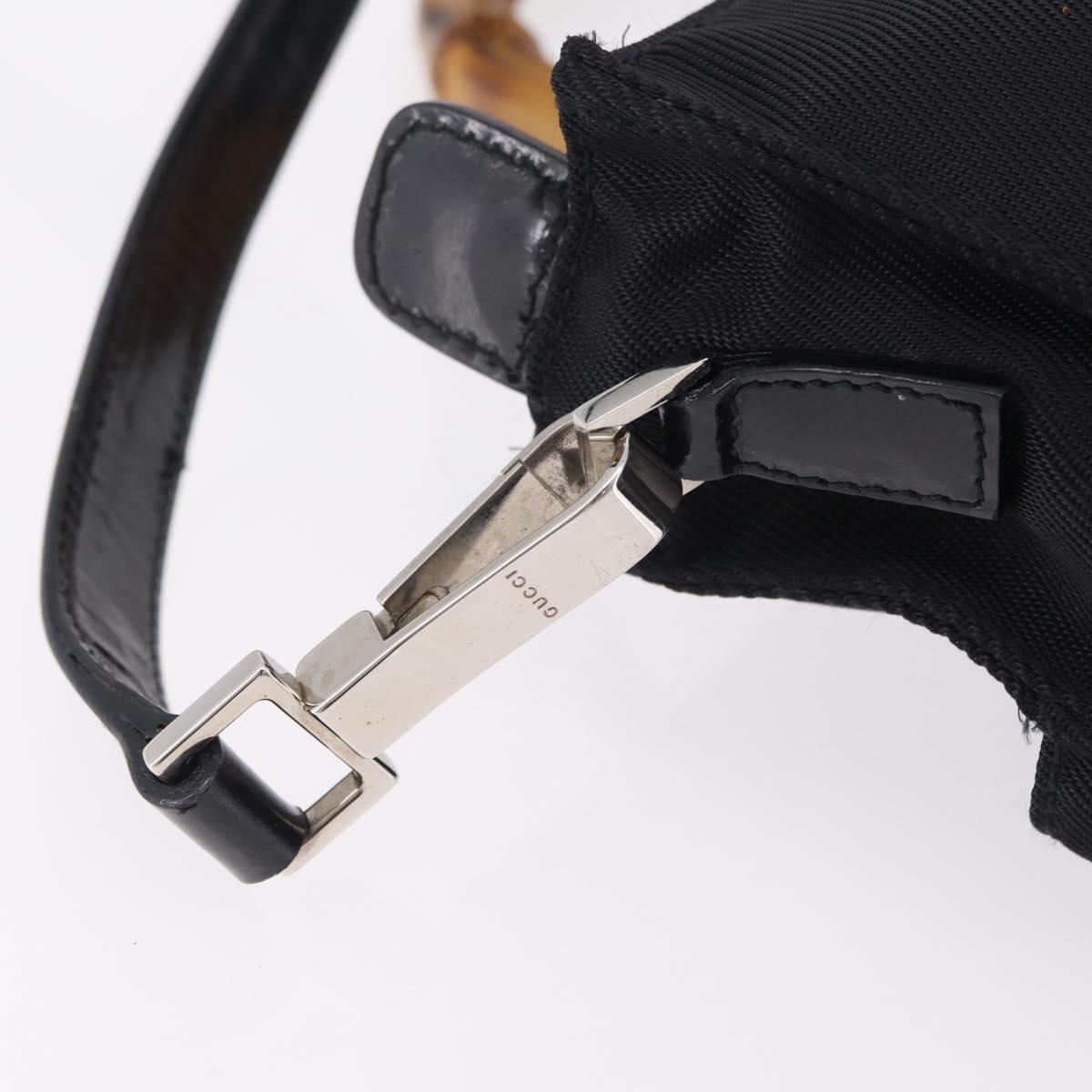 GUCCI Bamboo Hand Bag Nylon 2way Black Silver 001 2855 1875 5 Auth ka6416