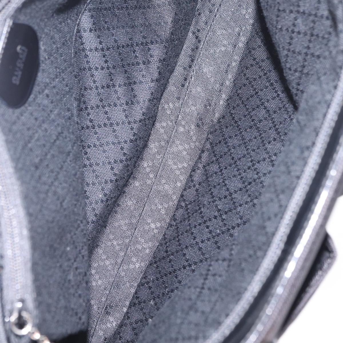 GUCCI Bamboo Hand Bag Nylon 2way Black Silver 001 2855 1875 5 Auth ka6416