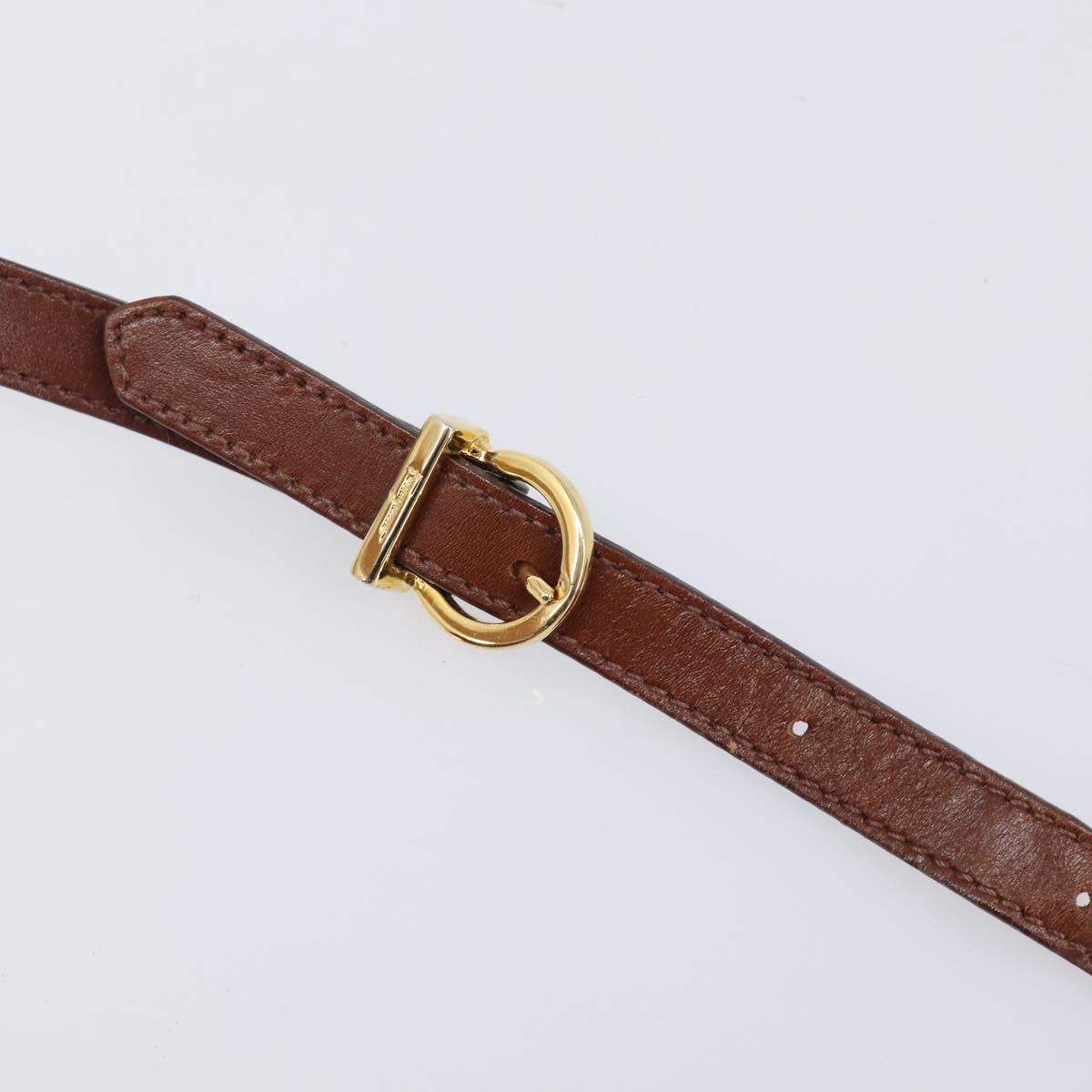 Salvatore Ferragamo Vala Shoulder Bag Leather Gold Brown Auth ka6418