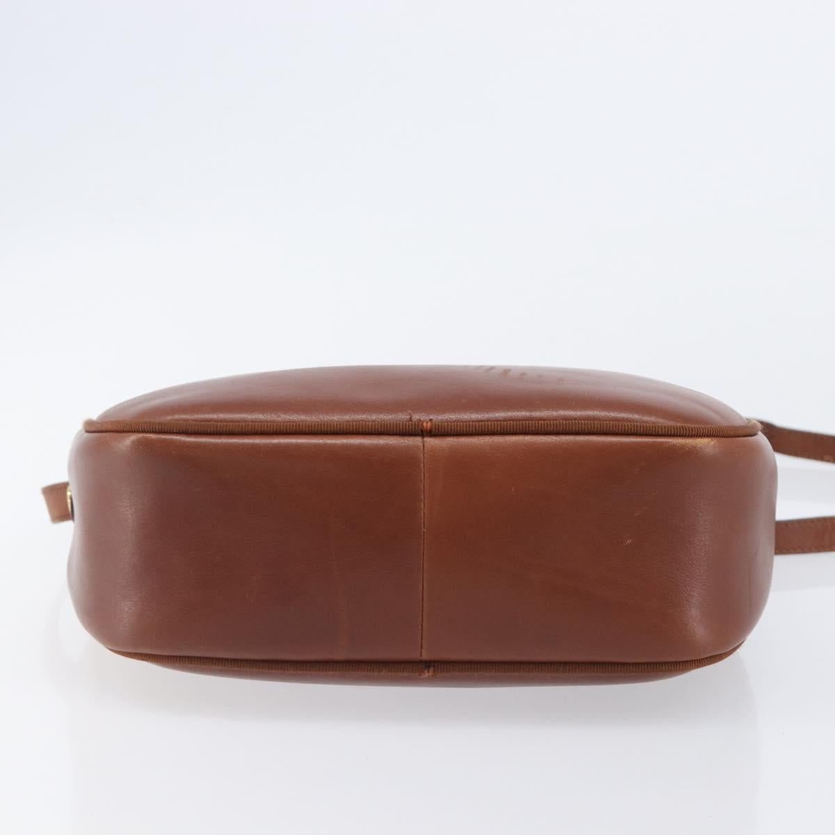 Salvatore Ferragamo Vala Shoulder Bag Leather Gold Brown Auth ka6418