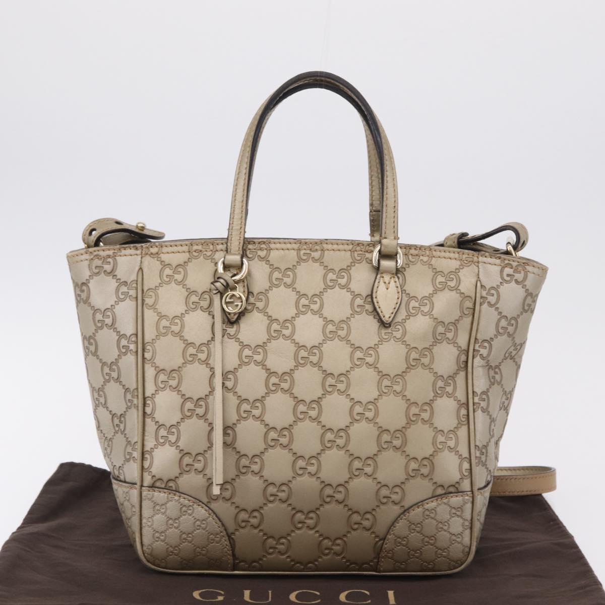 GUCCI GG Canvas Guccissima Hand Bag 2way Gold 353121 Auth ka6419