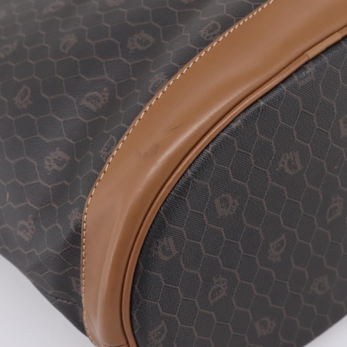 Christian Dior Honeycomb Tote Bag PVC Black Brown Auth ka6433A