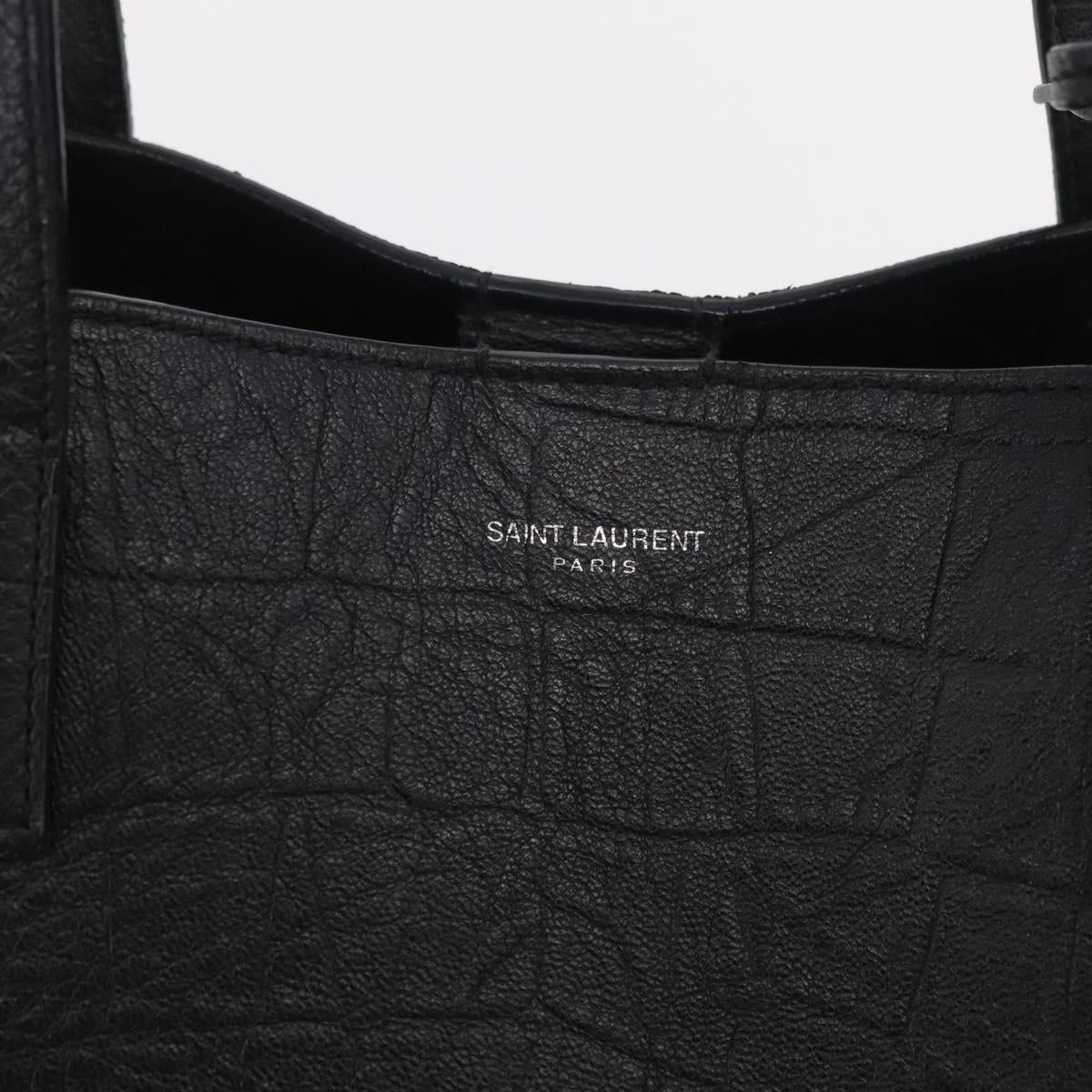 Saint Laurent Tote Bag Leather Black Silver 600261 Auth ka6434V
