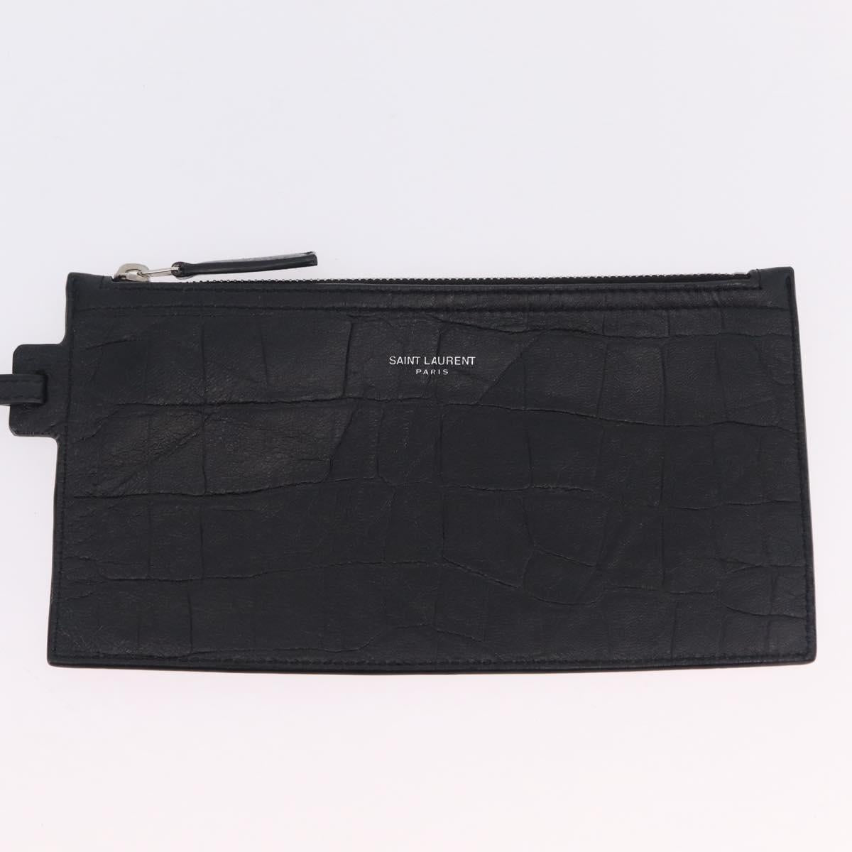Saint Laurent Tote Bag Leather Black Silver 600261 Auth ka6434V