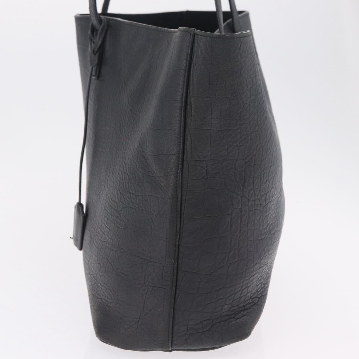 Saint Laurent Tote Bag Leather Black Silver 600261 Auth ka6434V