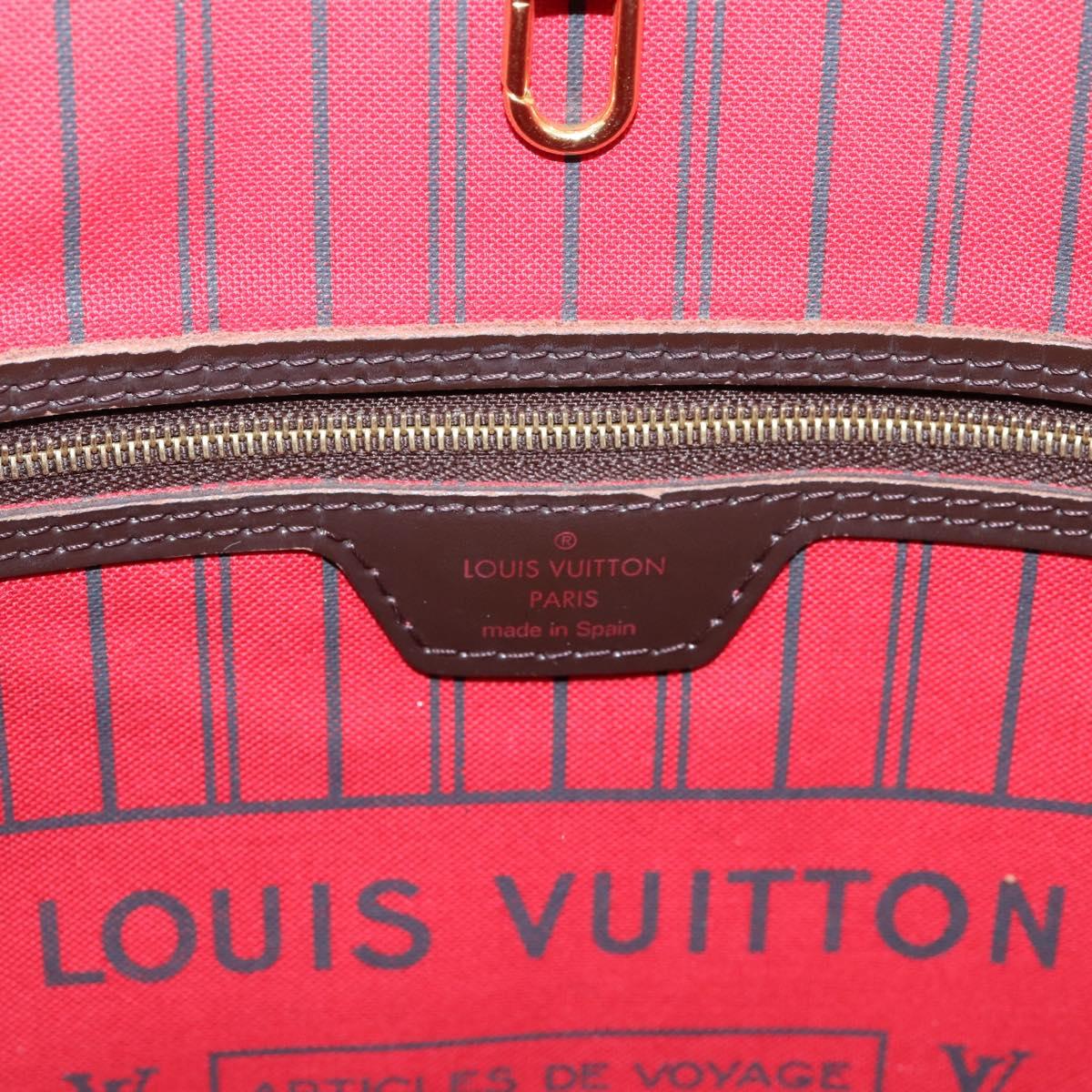 LOUIS VUITTON Damier Ebene Neverfull MM Tote Bag N51105 LV Auth ka6436