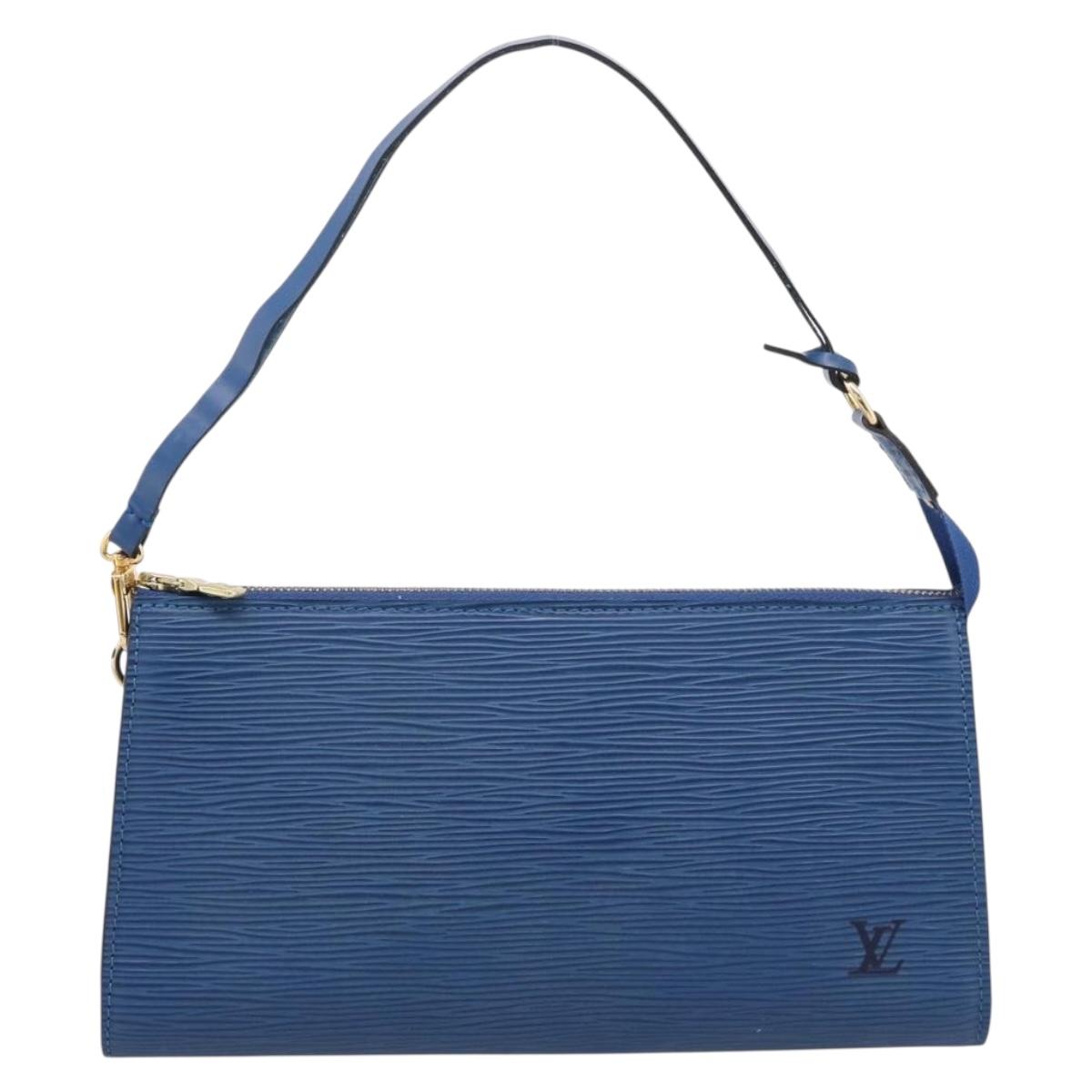 LOUIS VUITTON Epi Pochette Accessoires Accessory Pouch Blue M52985 Auth ka6445A