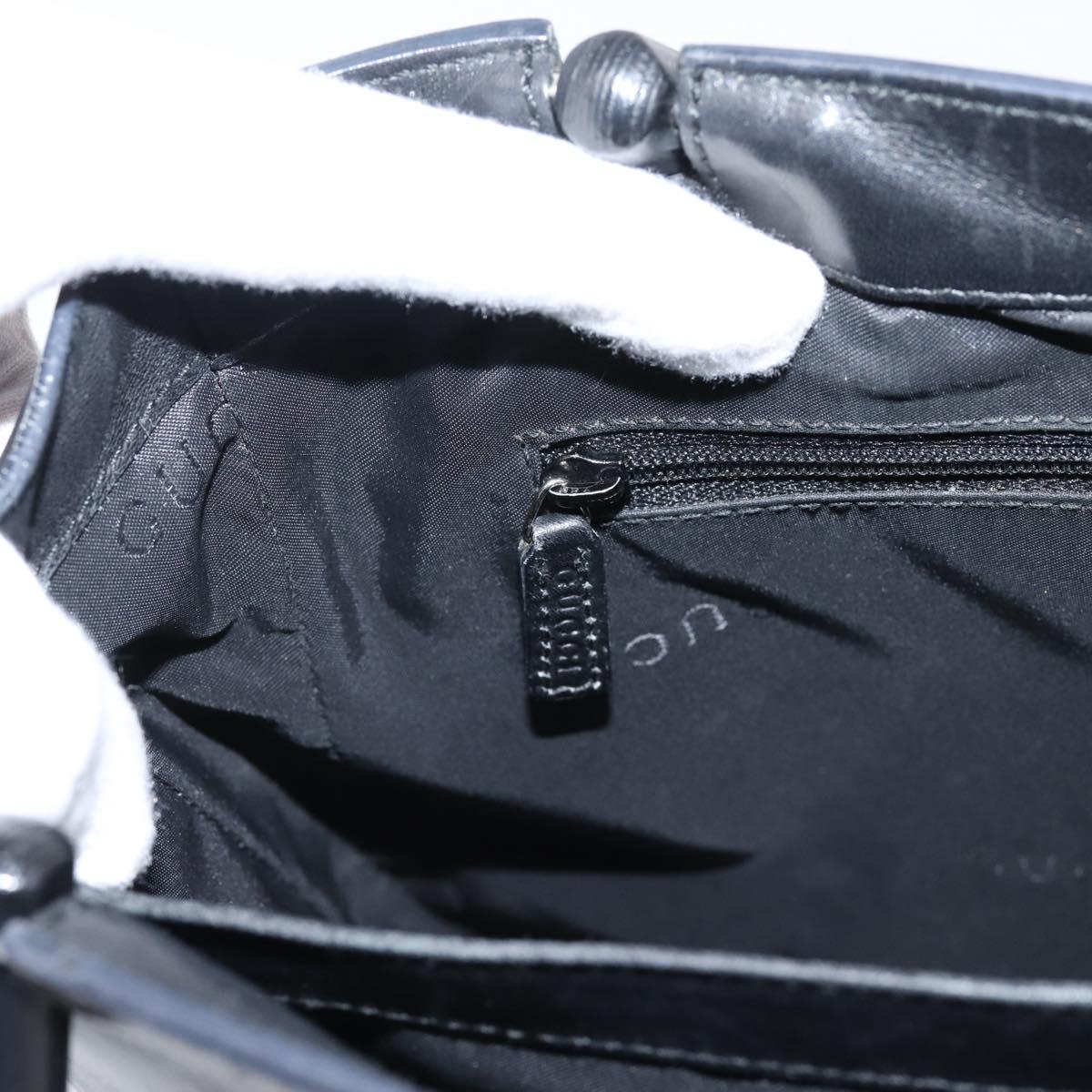 GUCCI Bamboo Hand Bag Leather Black Silver 002 1061 Auth ka6458