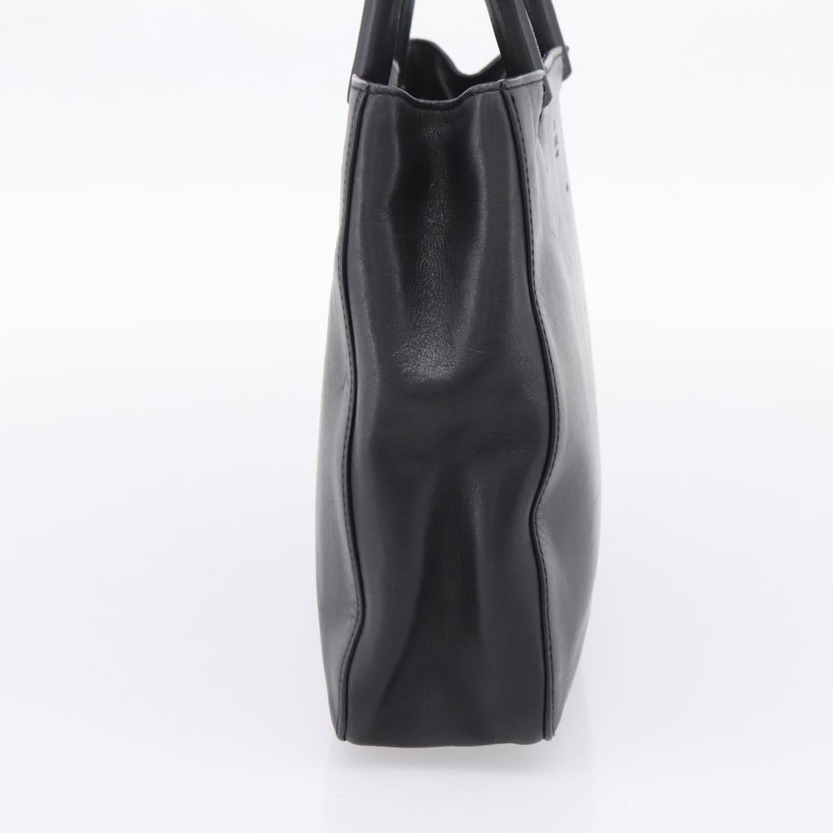 GUCCI Bamboo Hand Bag Leather Black Silver 002 1061 Auth ka6458