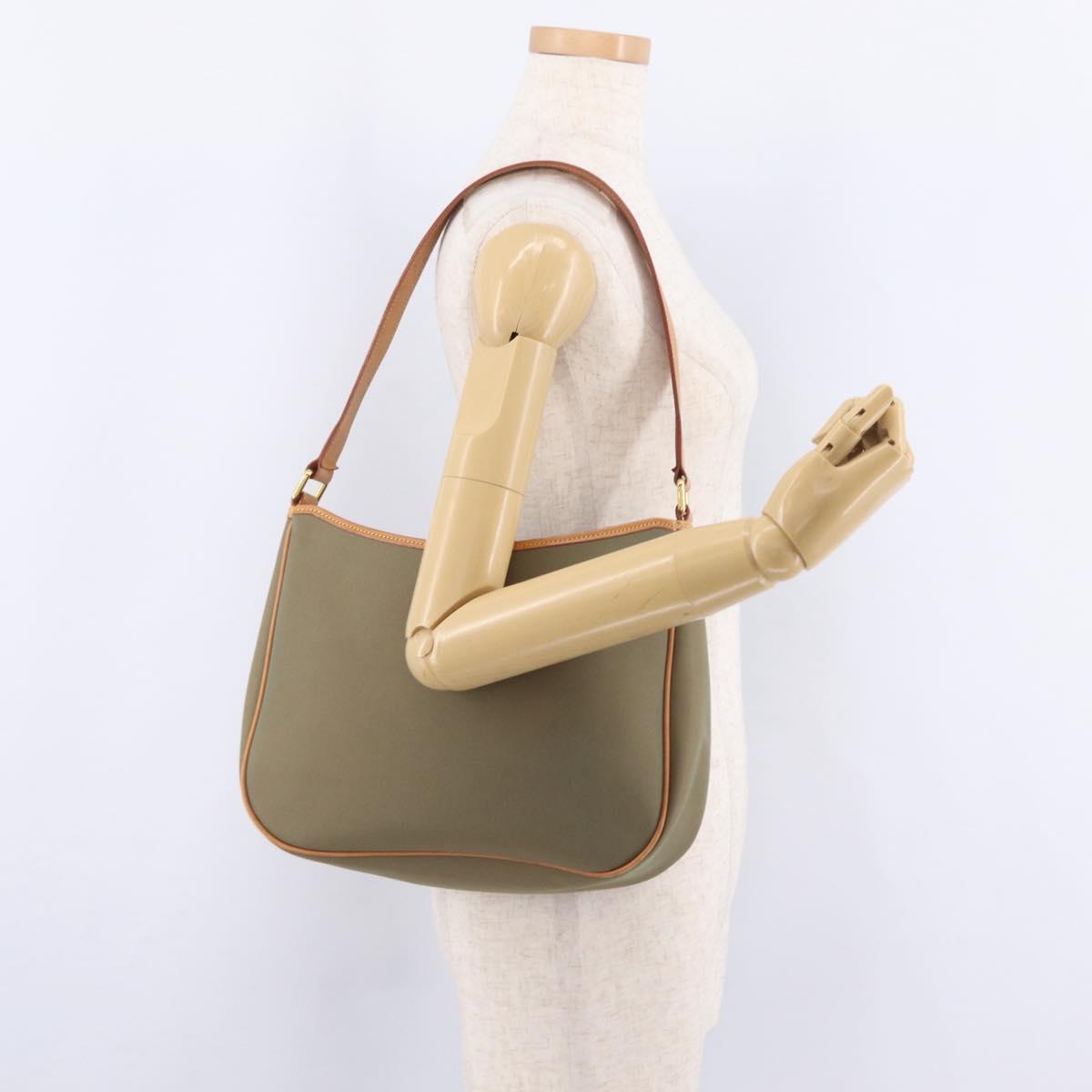 BURBERRY Shoulder Bag Canvas Beige Gold Tone Auth ka6461