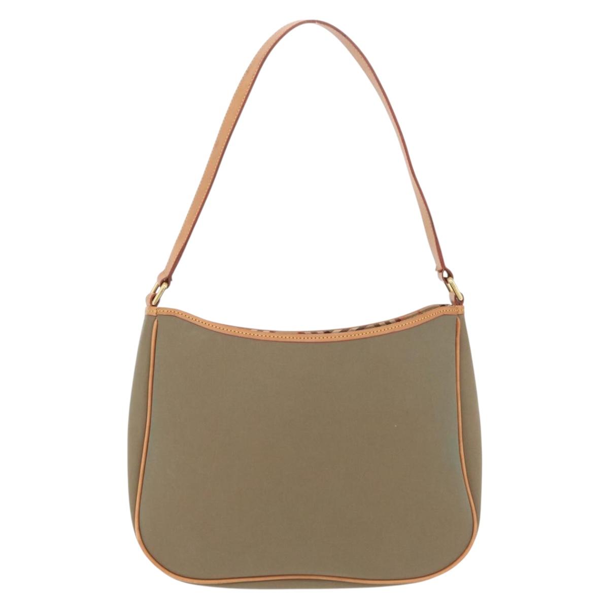 BURBERRY Shoulder Bag Canvas Beige Gold Tone Auth ka6461