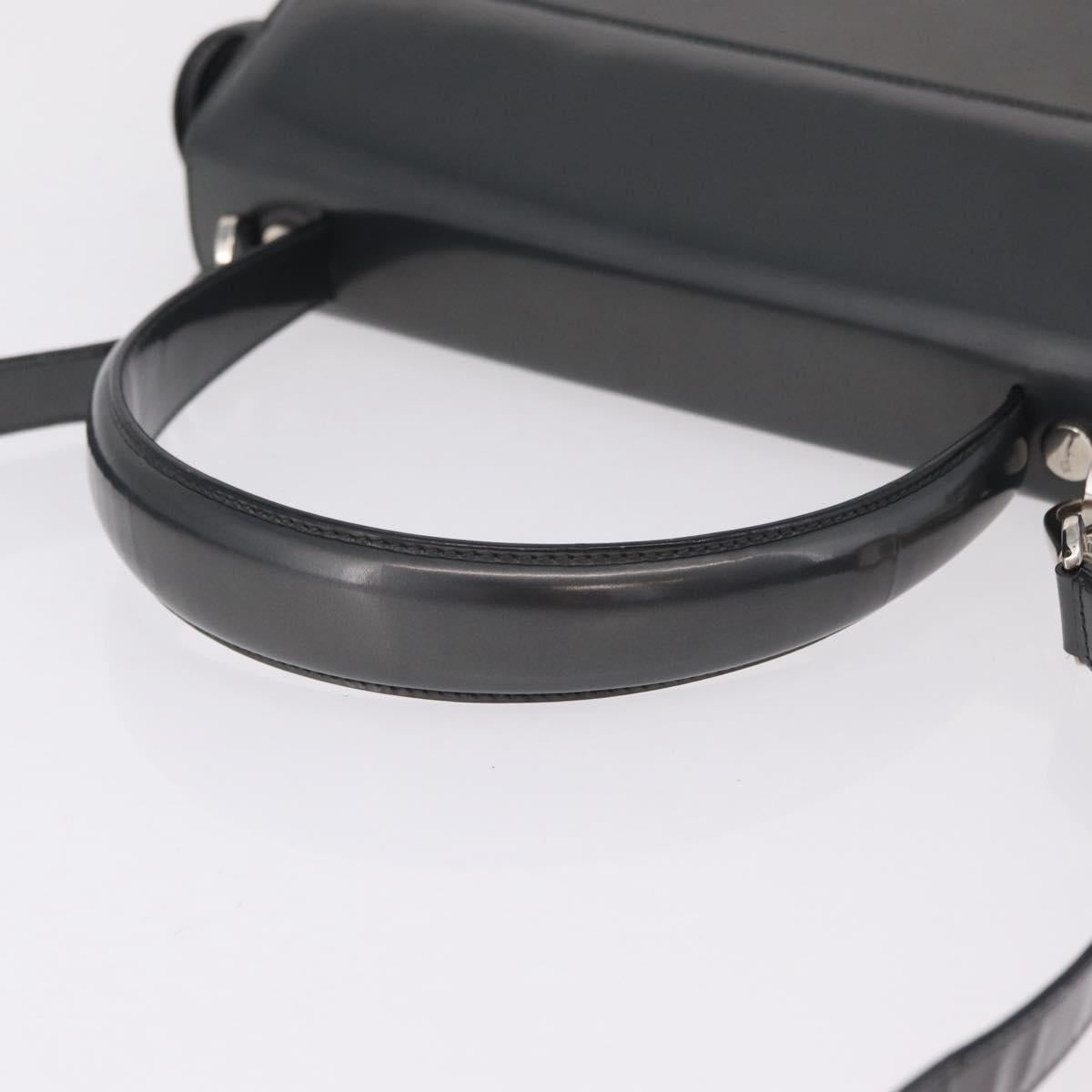 Salvatore Ferragamo Hand Bag Patent 2way Gray Silver Auth ka6464A