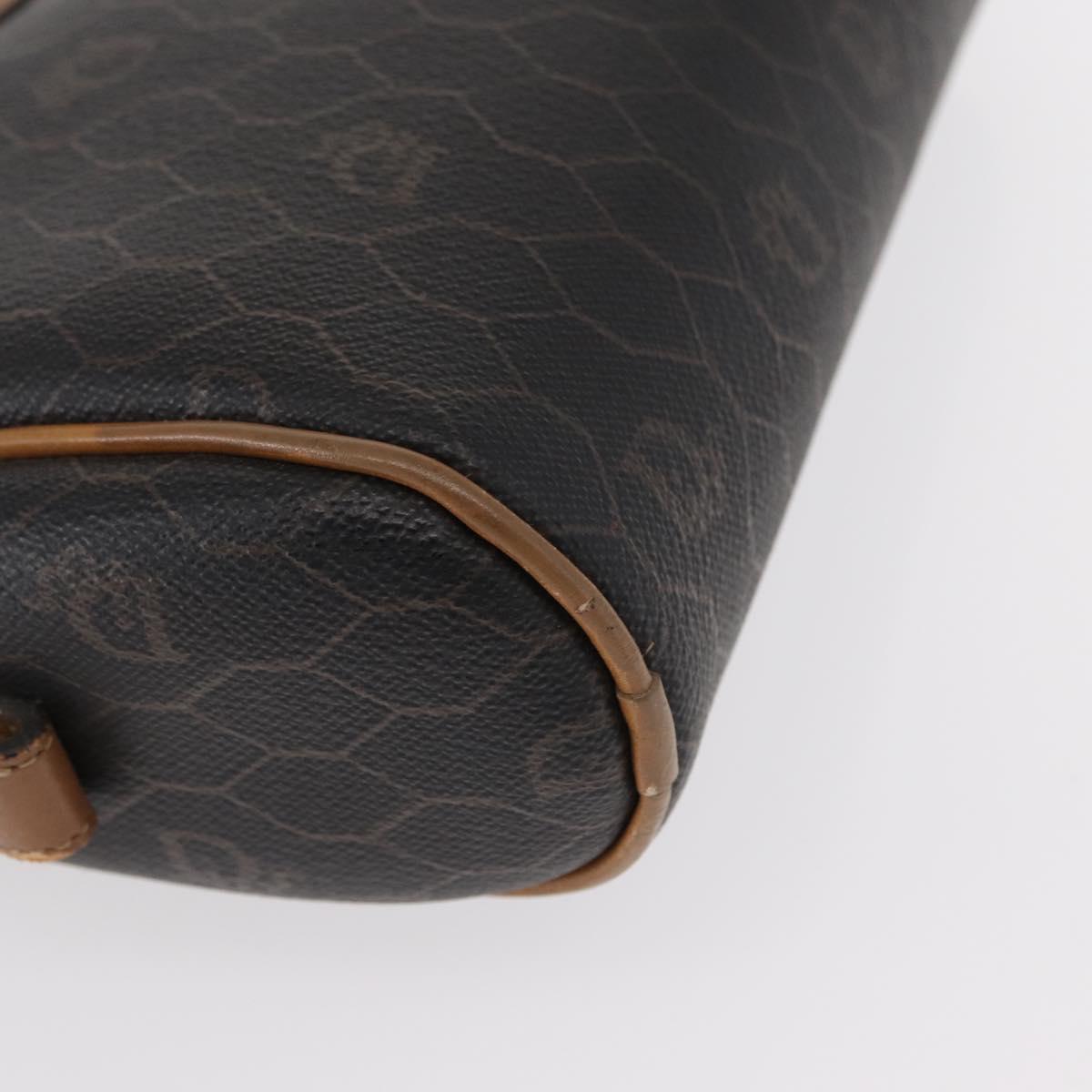 Christian Dior Honeycomb Canvas Shoulder Bag PVC Black Brown gold Auth ka647