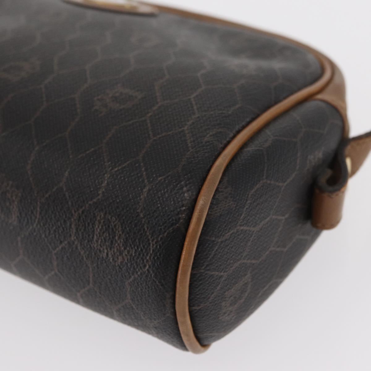 Christian Dior Honeycomb Canvas Shoulder Bag PVC Black Brown gold Auth ka647