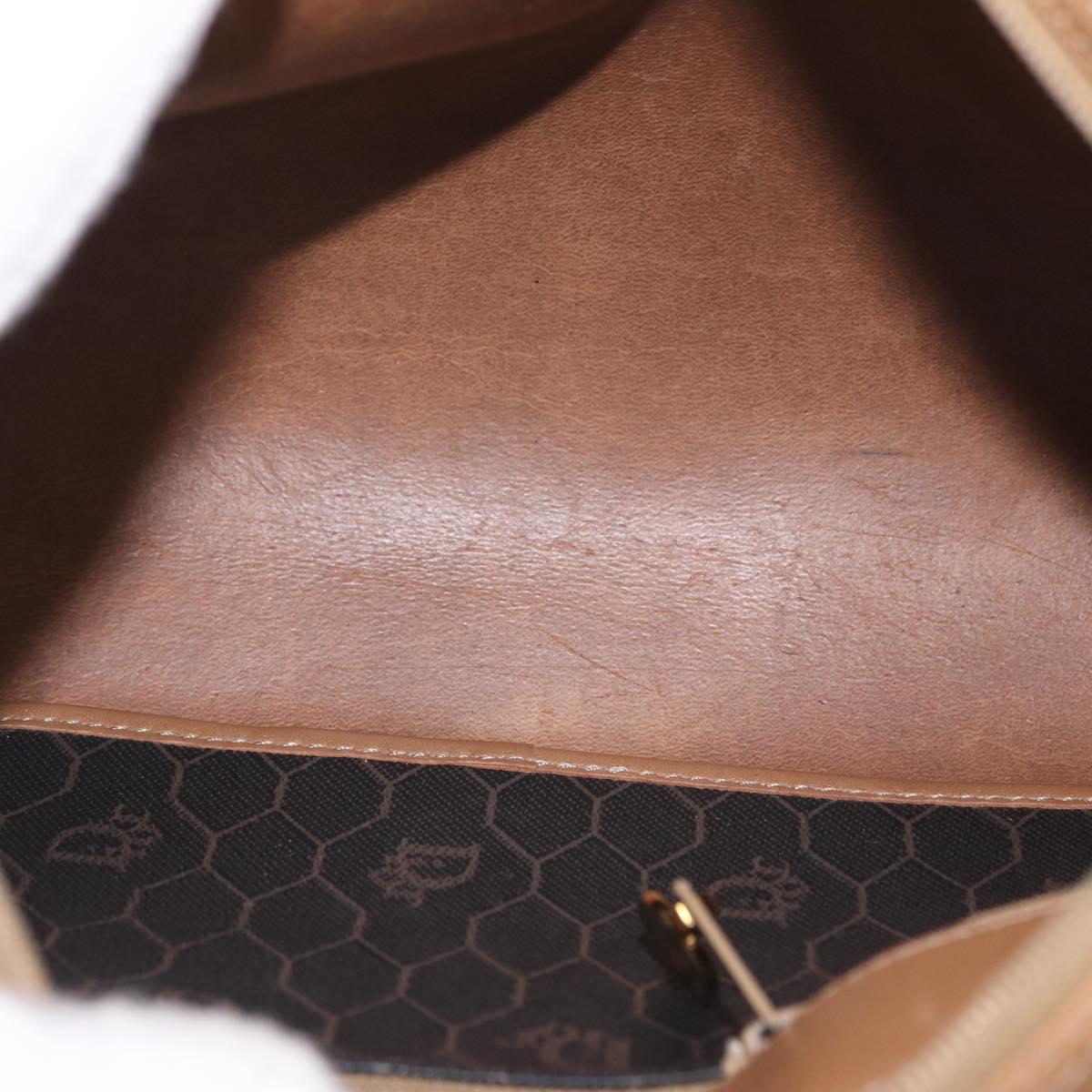 Christian Dior Honeycomb Canvas Shoulder Bag PVC Black Brown gold Auth ka647