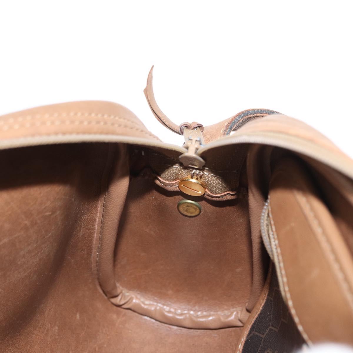 Christian Dior Honeycomb Canvas Shoulder Bag PVC Black Brown gold Auth ka647