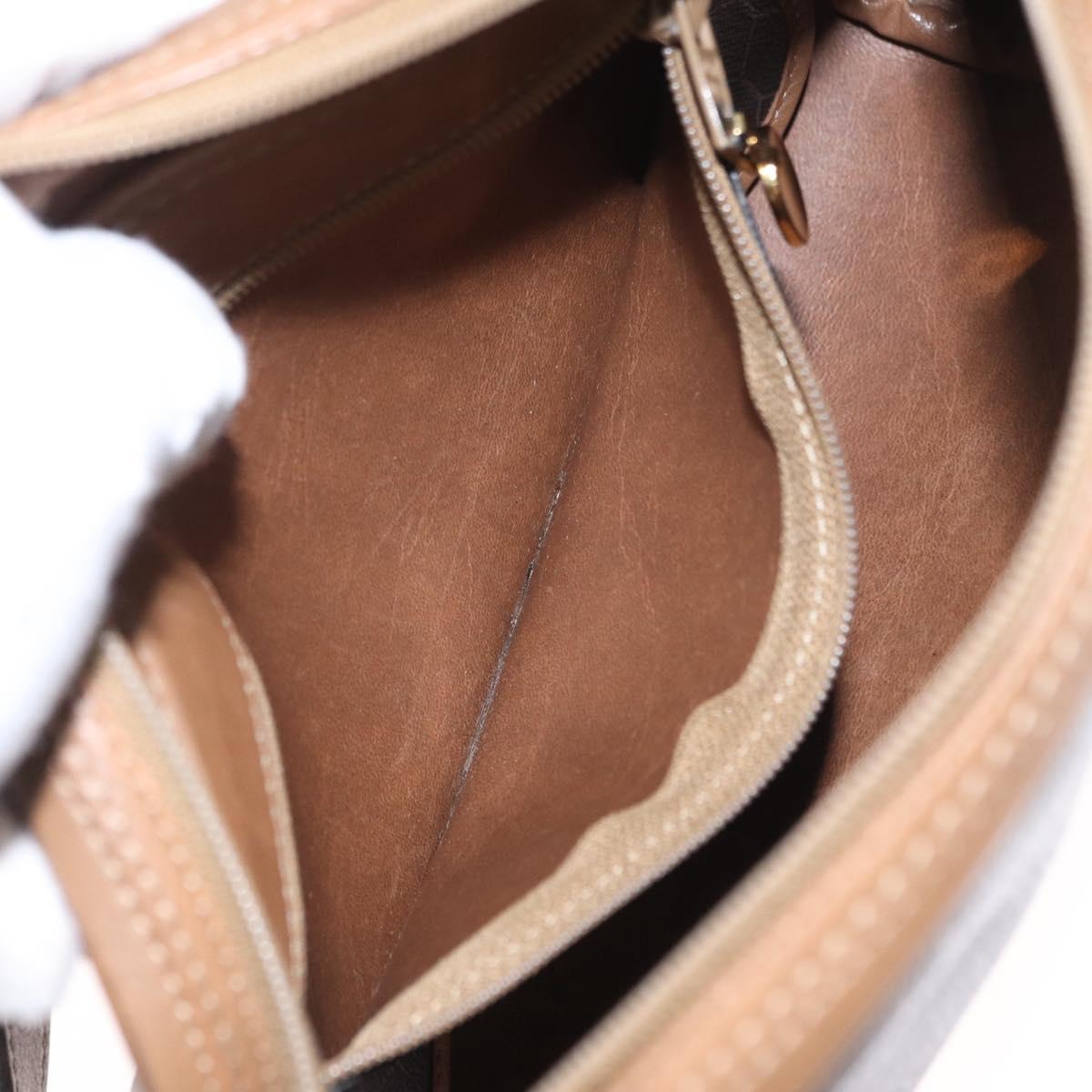 Christian Dior Honeycomb Canvas Shoulder Bag PVC Black Brown gold Auth ka647