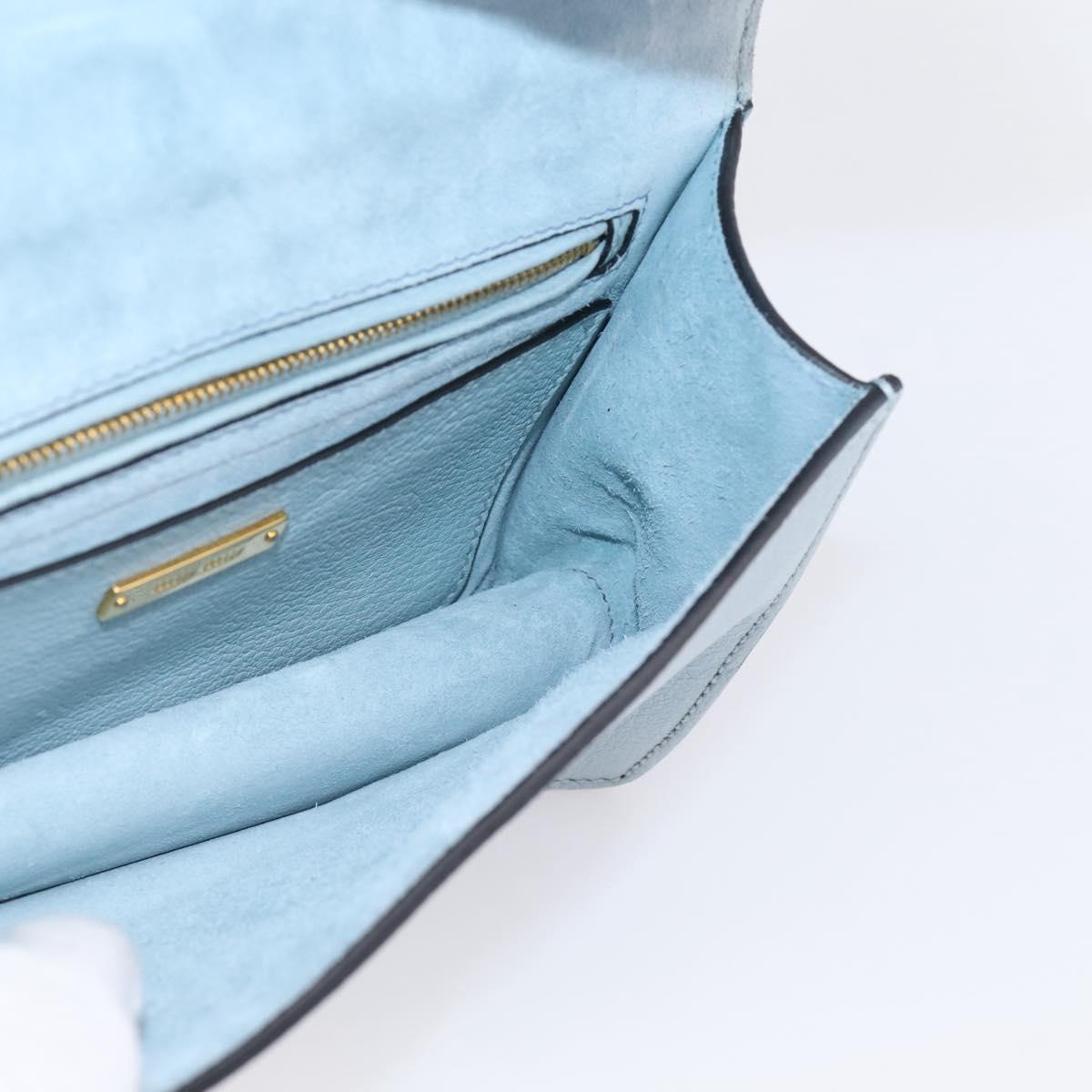 Miu Miu Madras Shoulder Bag Leather Light Blue Gold Tone Auth ka6472V