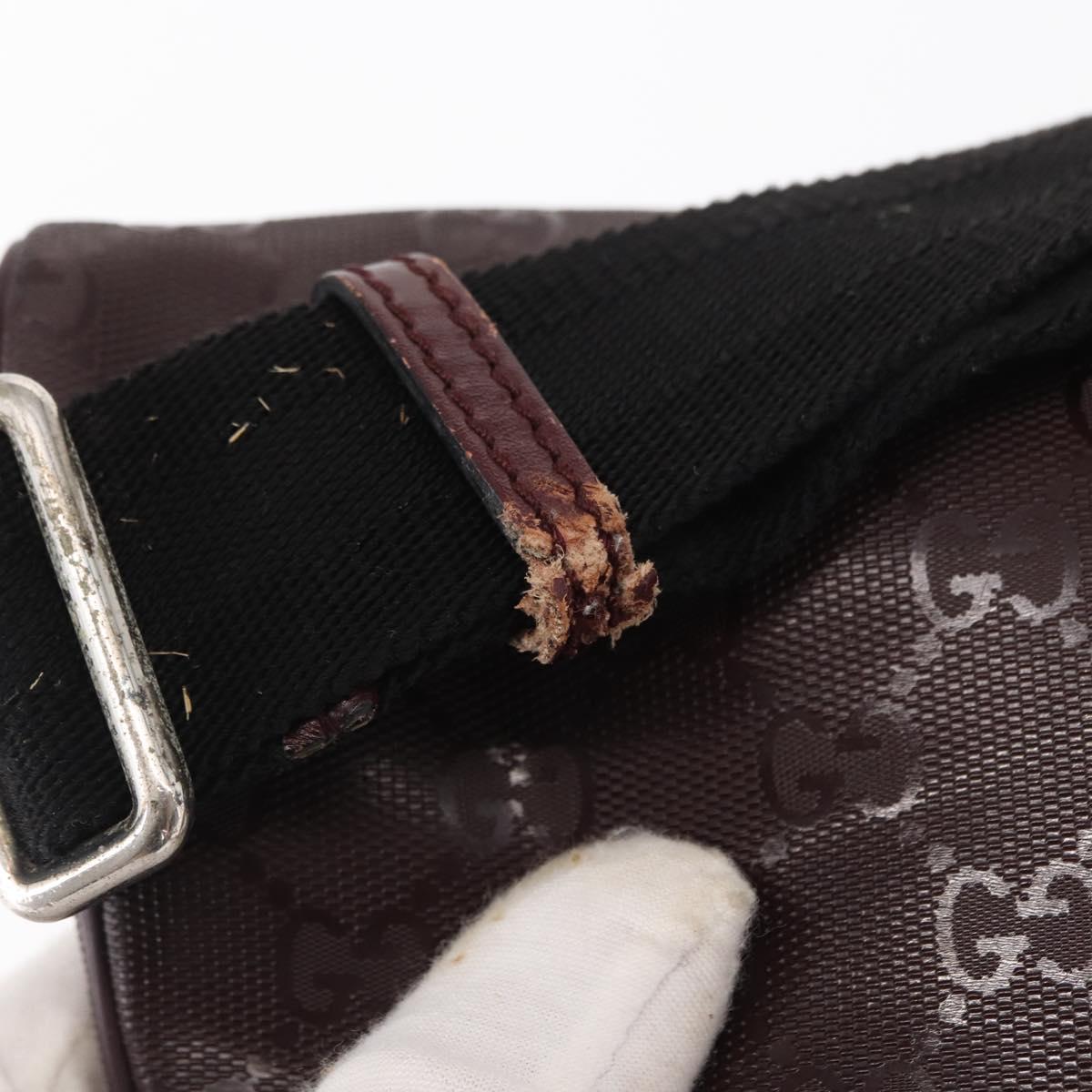 GUCCI GG implementation Waist Bag PVC Wine Red Silver 233269 Auth ka648