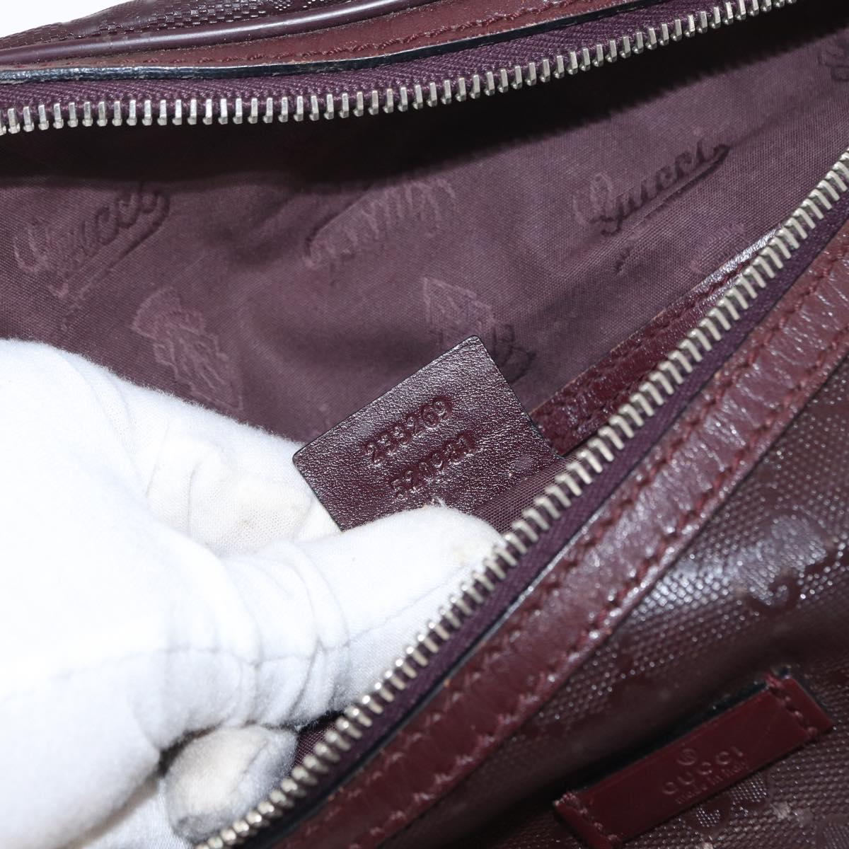 GUCCI GG implementation Waist Bag PVC Wine Red Silver 233269 Auth ka648