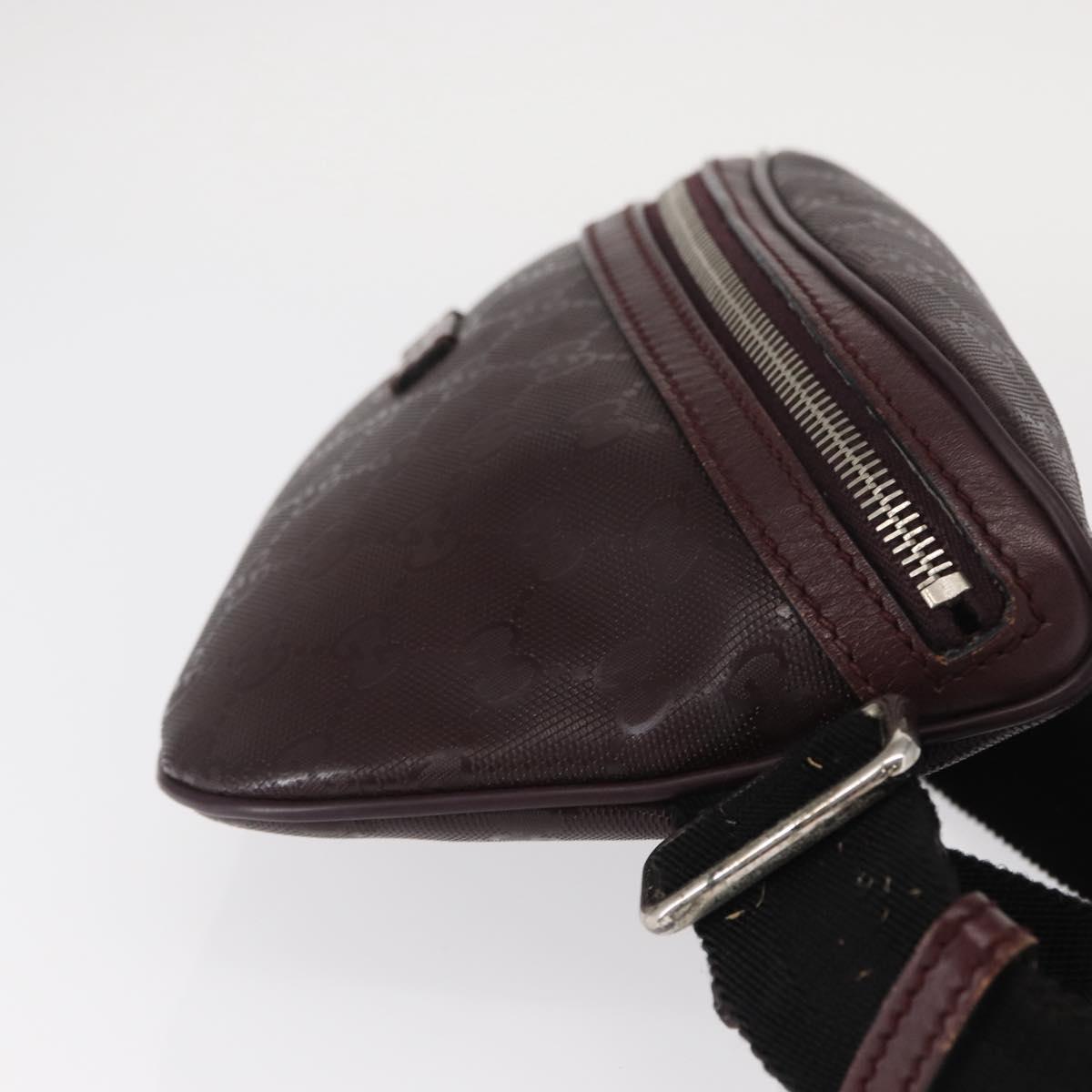 GUCCI GG implementation Waist Bag PVC Wine Red Silver 233269 Auth ka648