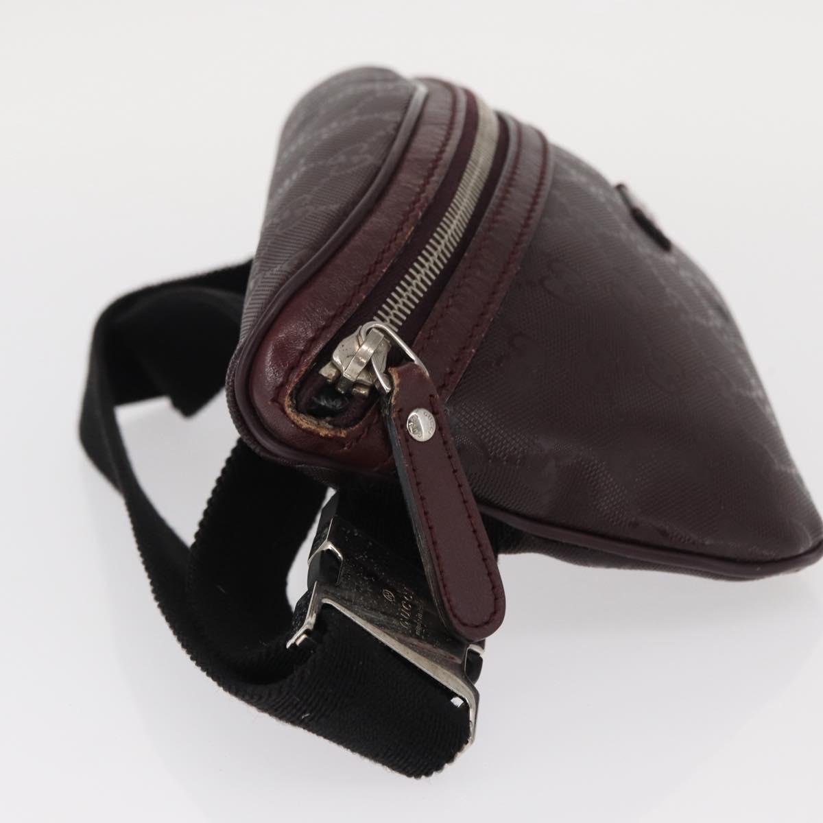 GUCCI GG implementation Waist Bag PVC Wine Red Silver 233269 Auth ka648