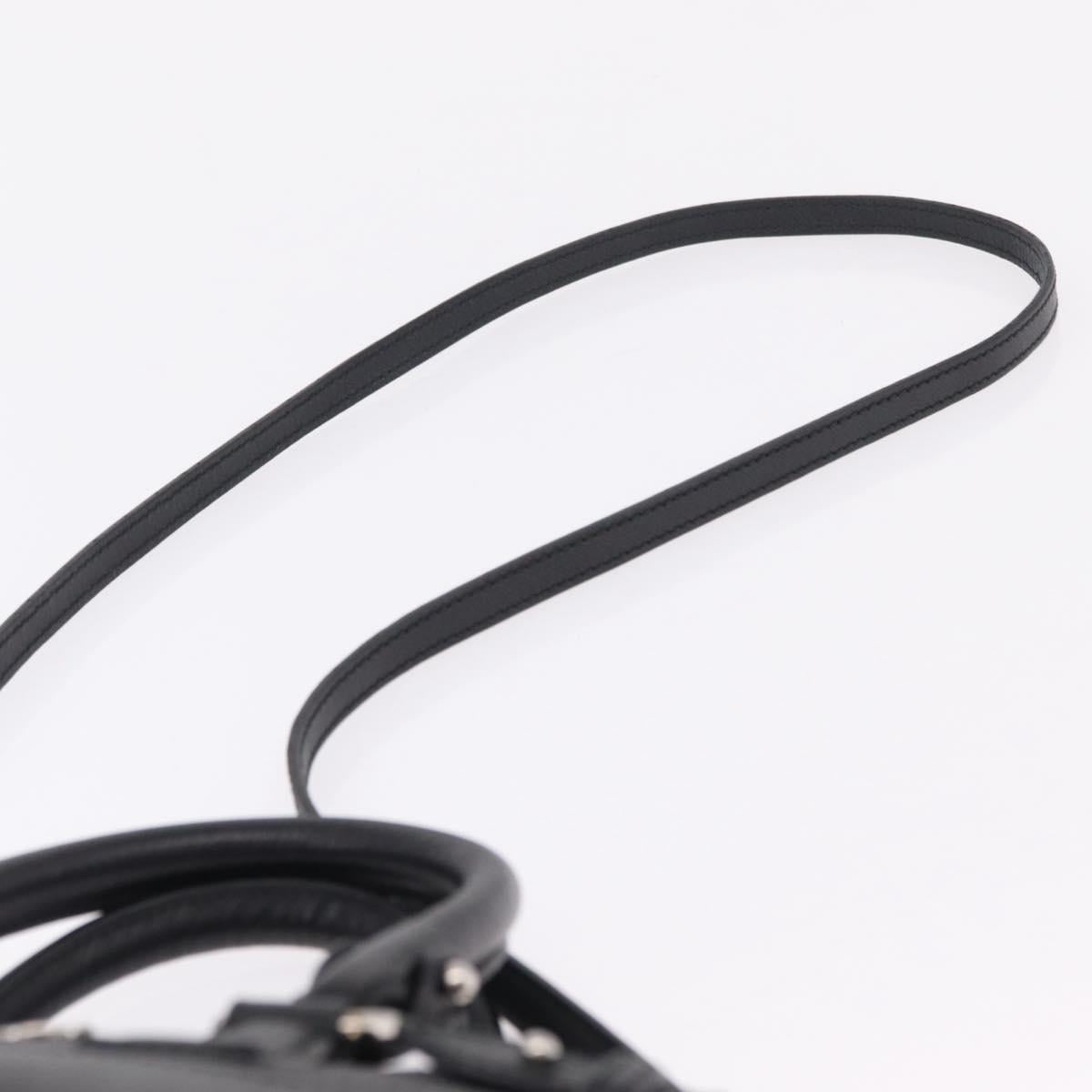 Salvatore Ferragamo Gancini Hand Bag Leather 2way Black Silver Auth ka6483A