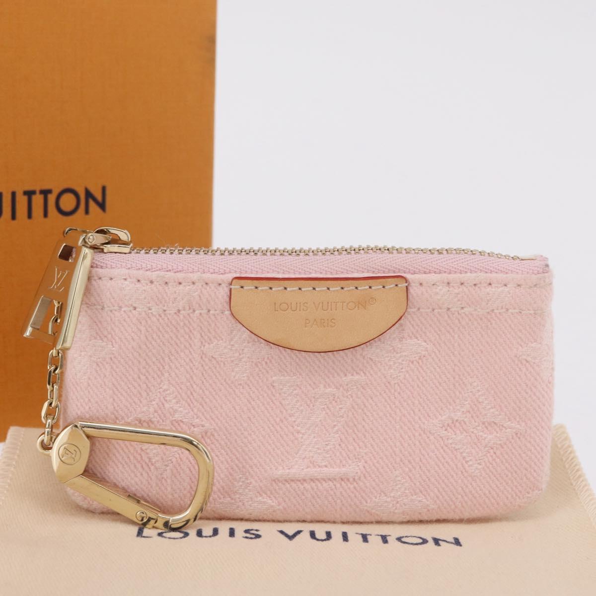LOUIS VUITTON Monogram Denim Pochette Cles Coin Purse Pink M13208 Auth ka6496M