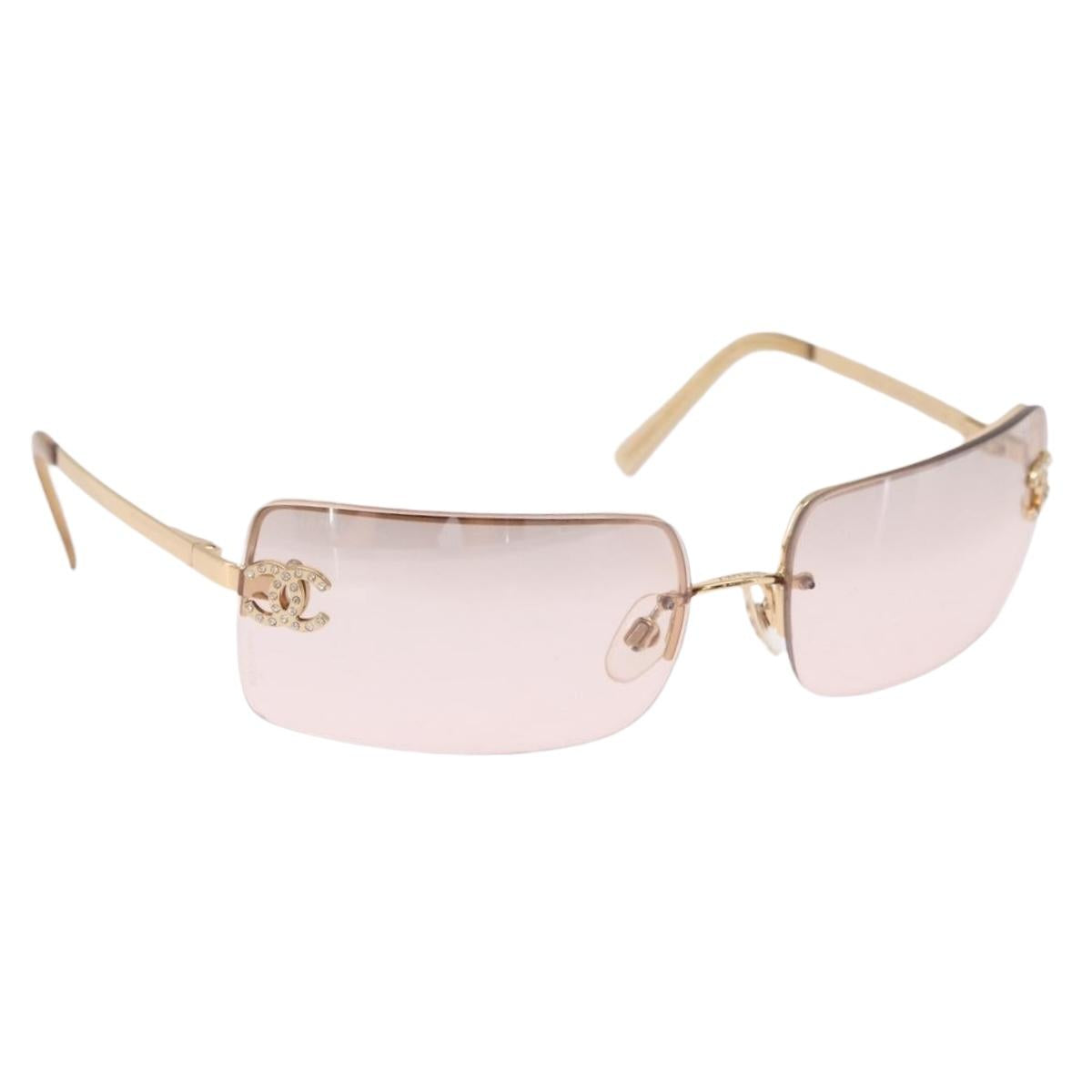 CHANEL Sunglasses Metal Gold CC Auth ka6497A