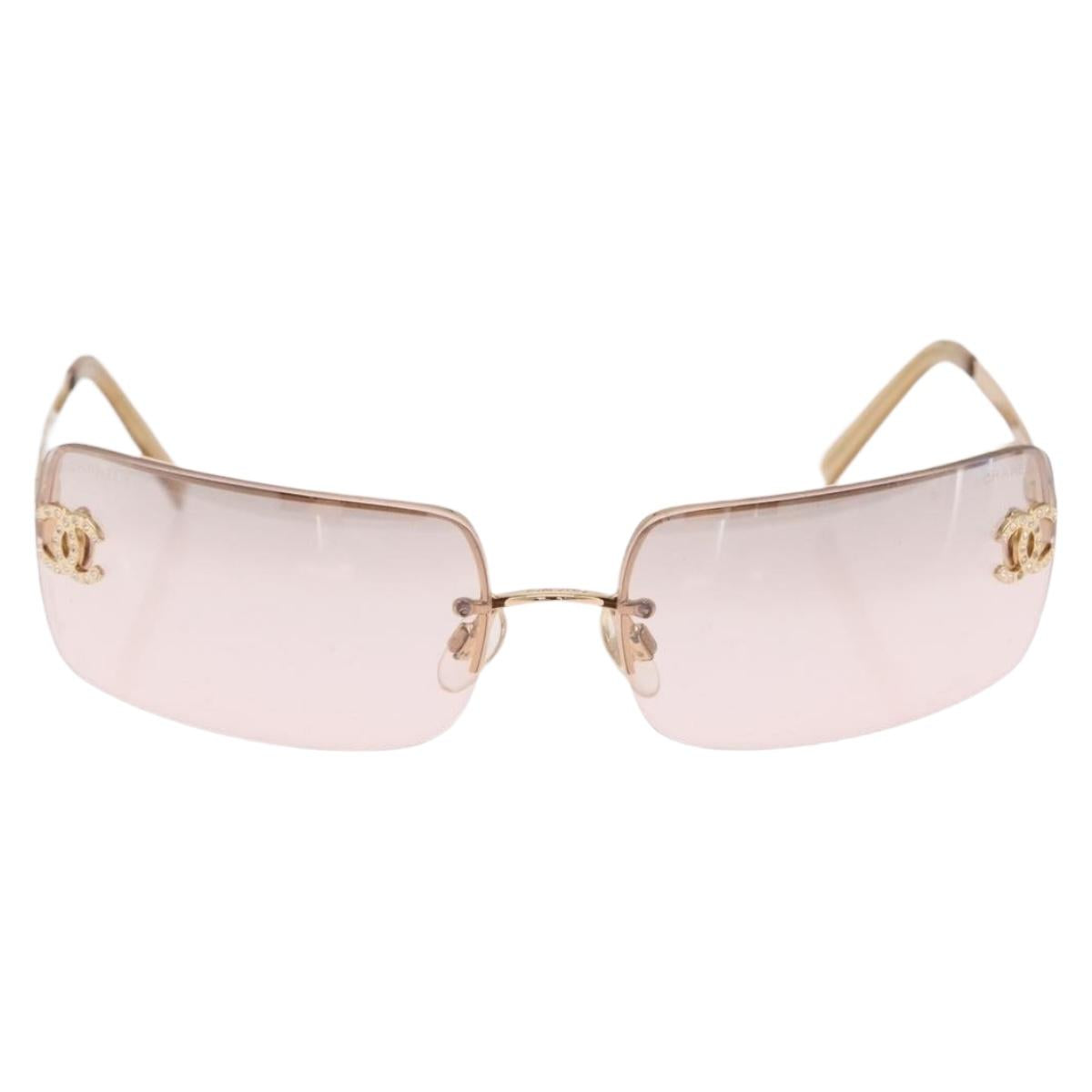 CHANEL Sunglasses Metal Gold CC Auth ka6497A