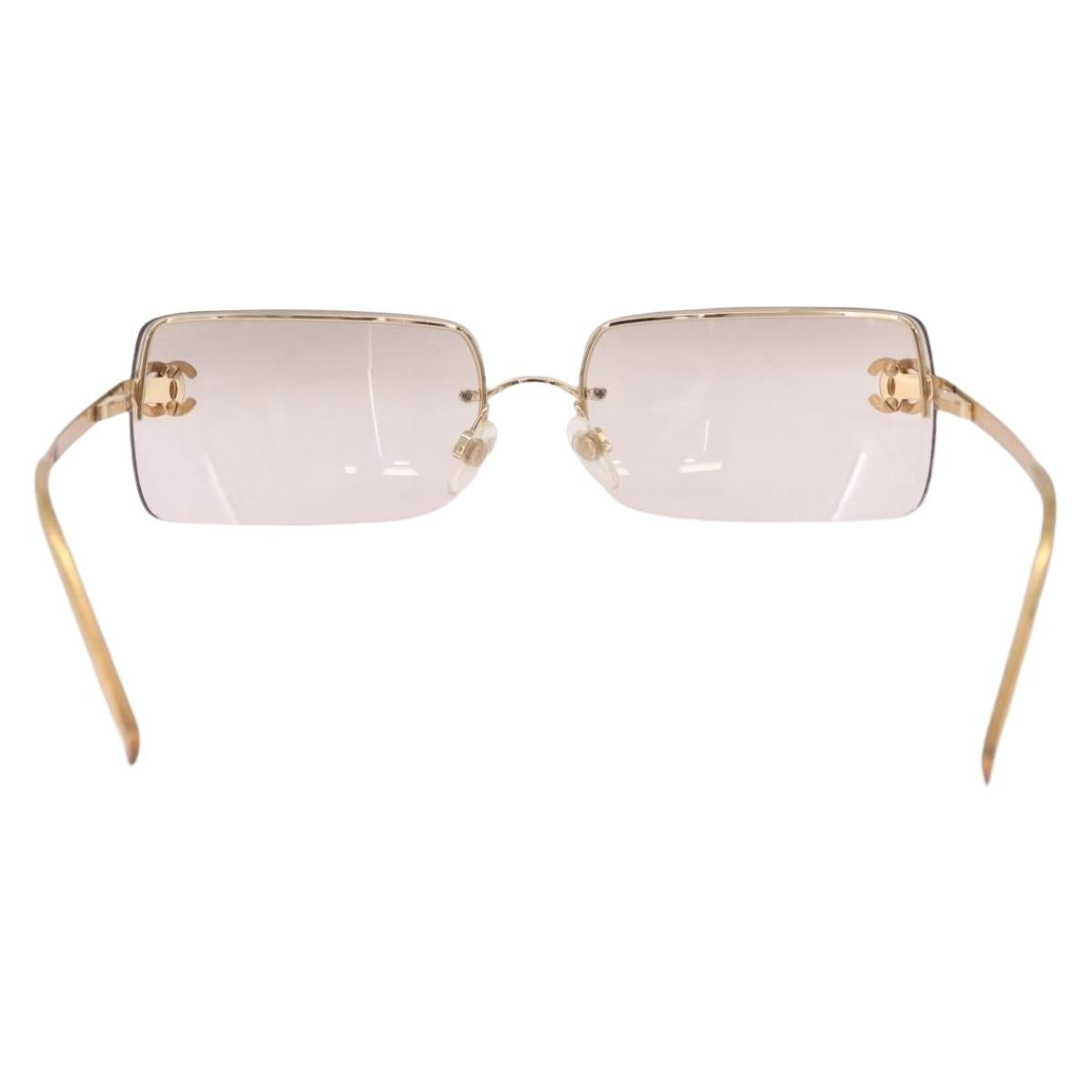 CHANEL Sunglasses Metal Gold CC Auth ka6497A