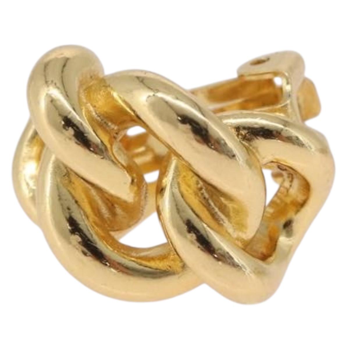 Christian Dior Earring Metal Gold Tone Auth ka6502