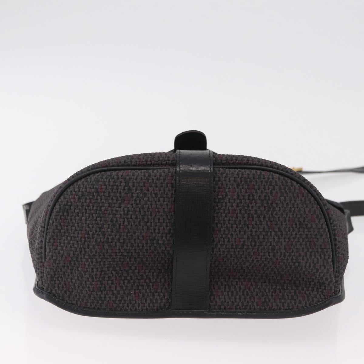 Saint Laurent Shoulder Bag Canvas Black Gold Tone Auth ka6508