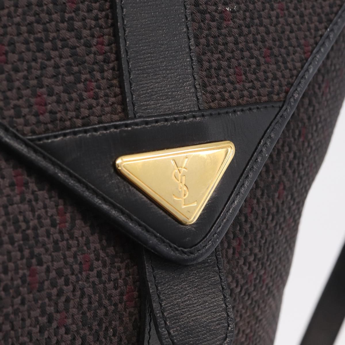 Saint Laurent Shoulder Bag Canvas Black Gold Tone Auth ka6508
