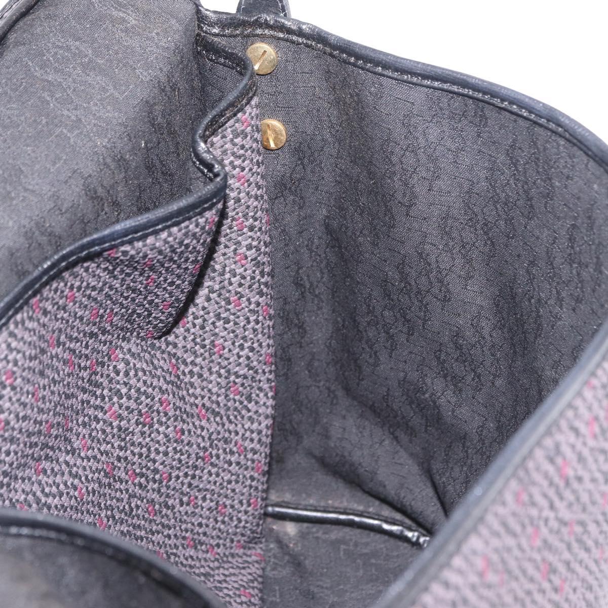 Saint Laurent Shoulder Bag Canvas Black Gold Tone Auth ka6508