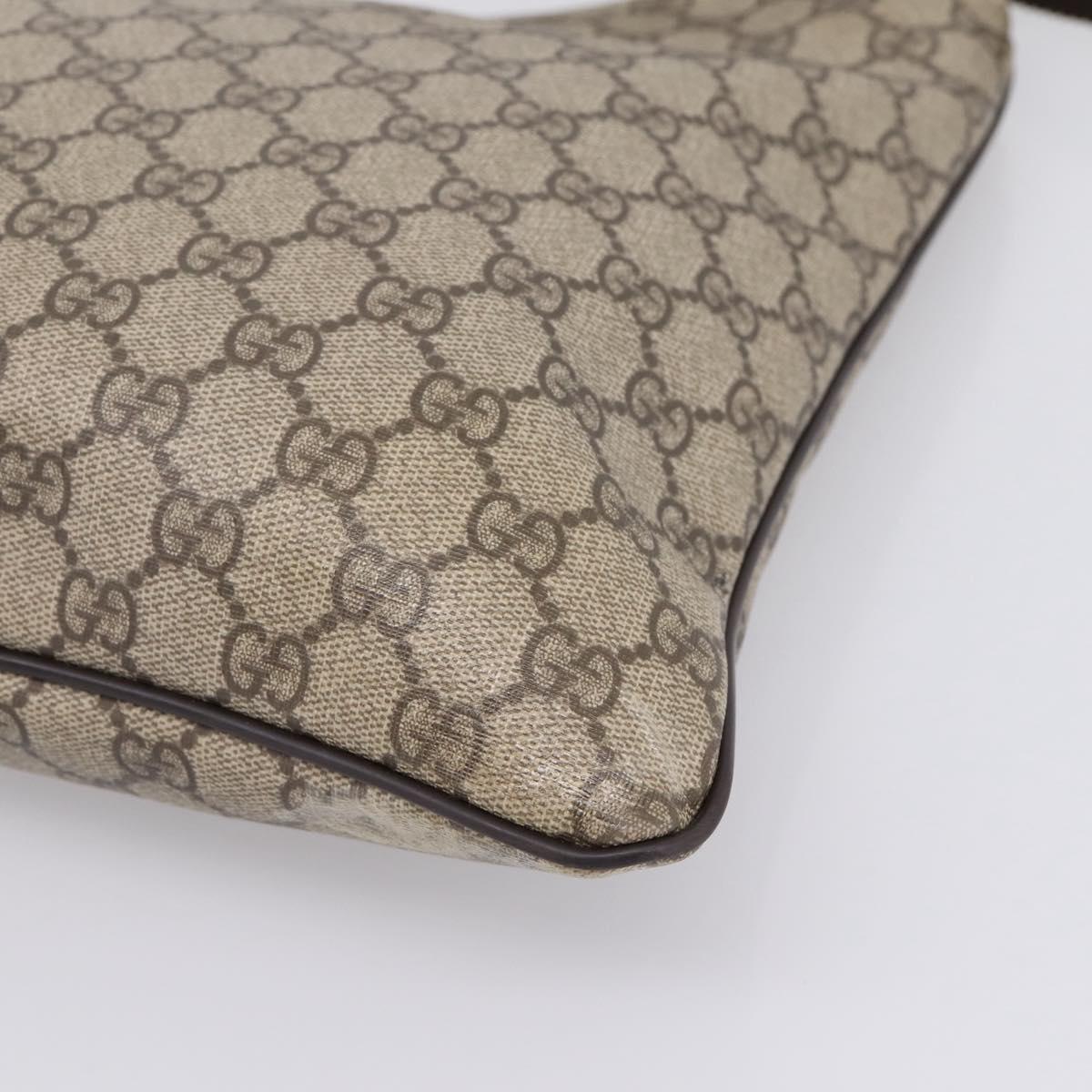 GUCCI GG Supreme Shoulder Bag PVC Beige Gold Tone 201446 Auth ka6509