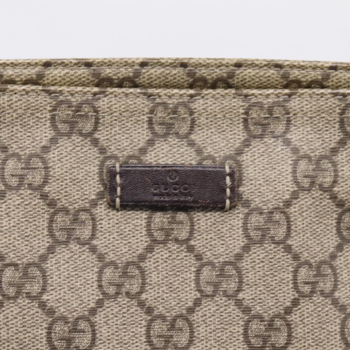 GUCCI GG Supreme Shoulder Bag PVC Beige Gold Tone 201446 Auth ka6509
