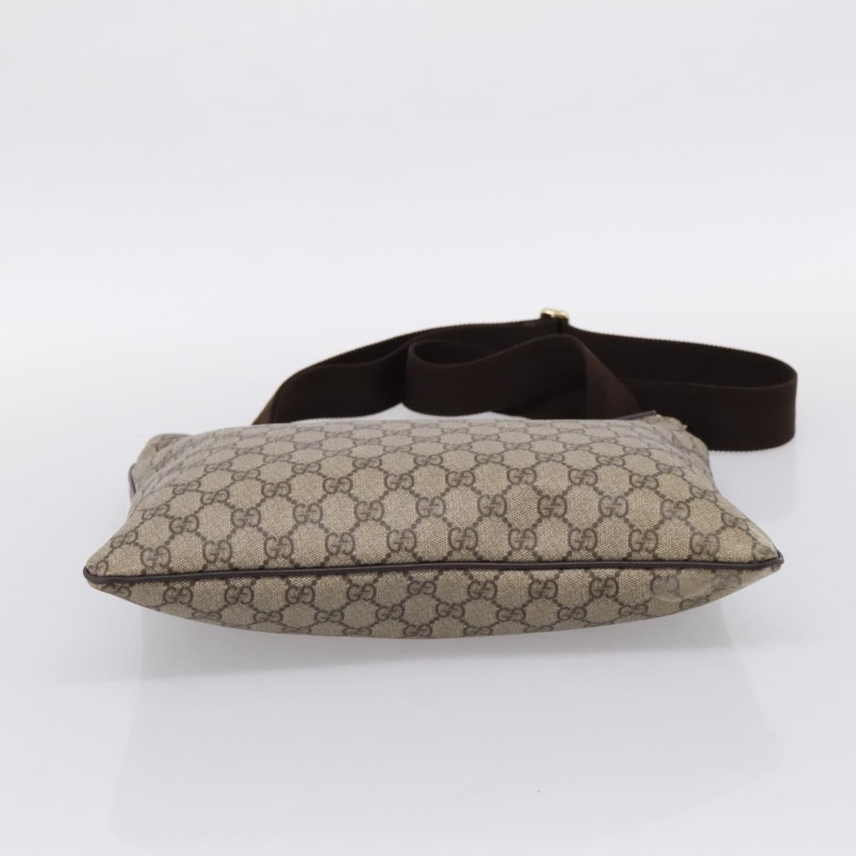 GUCCI GG Supreme Shoulder Bag PVC Beige Gold Tone 201446 Auth ka6509