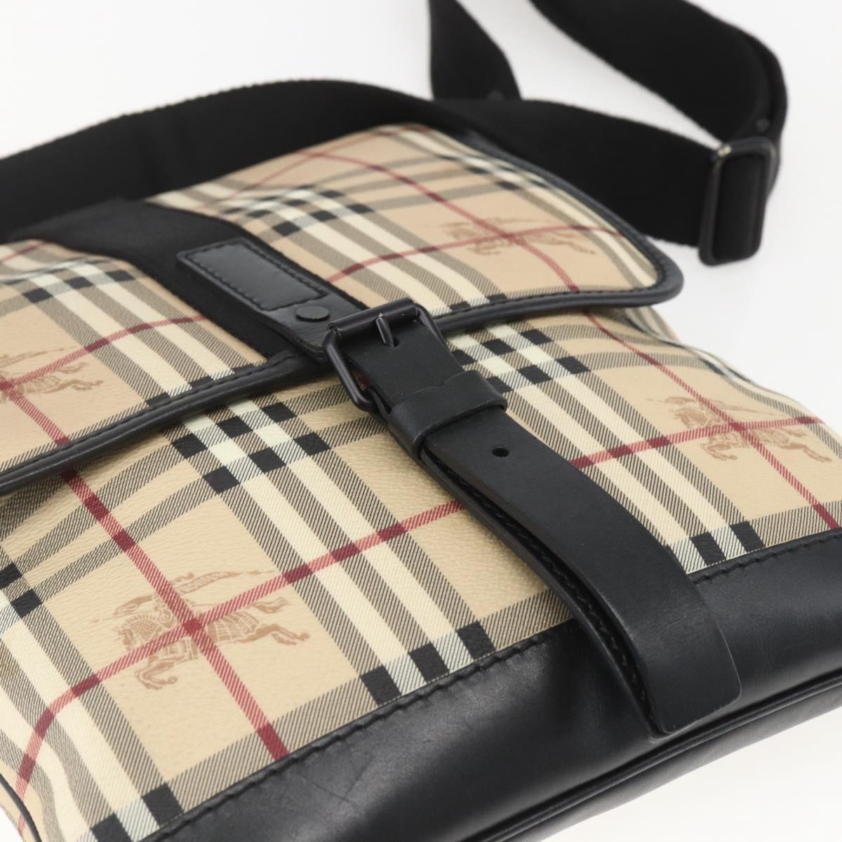 BURBERRY Nova Check Shoulder Bag PVC Beige Auth ka650V