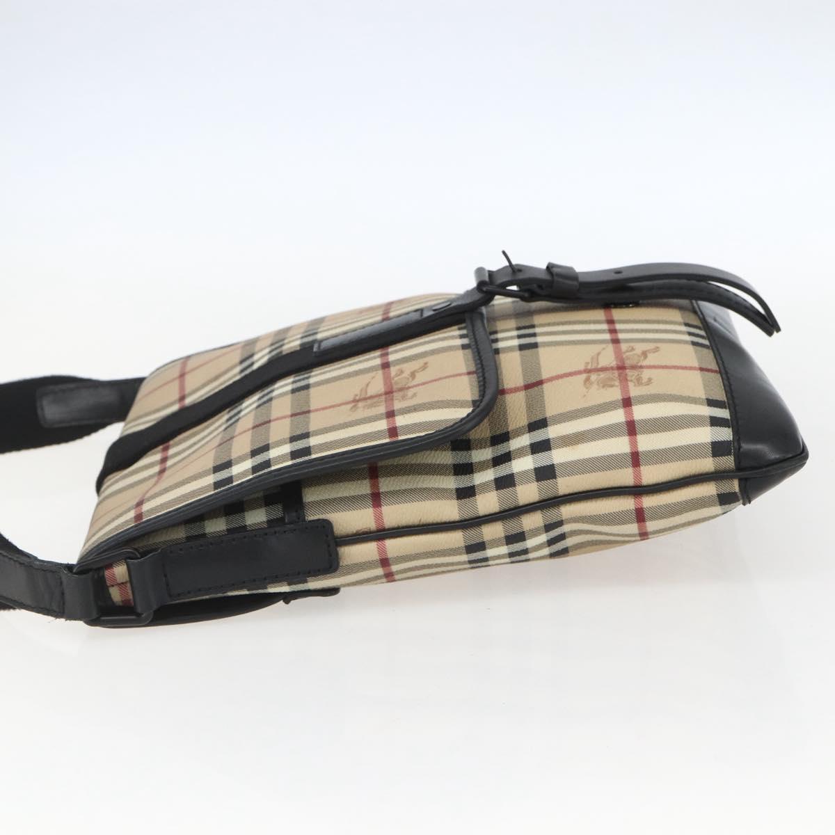 BURBERRY Nova Check Shoulder Bag PVC Beige Auth ka650V