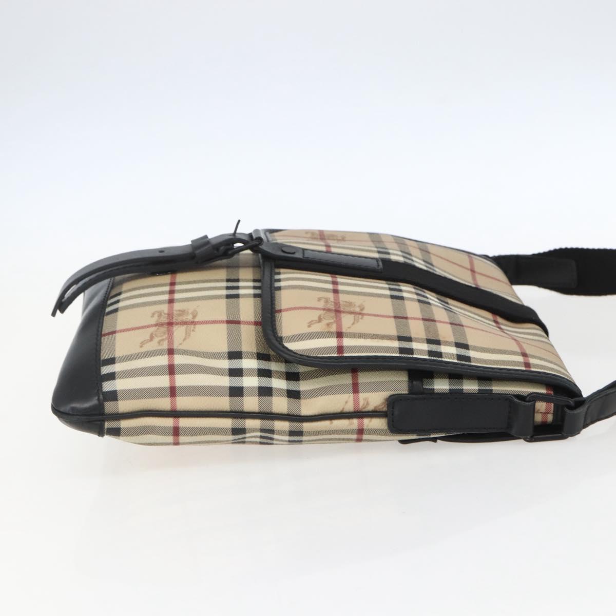 BURBERRY Nova Check Shoulder Bag PVC Beige Auth ka650V