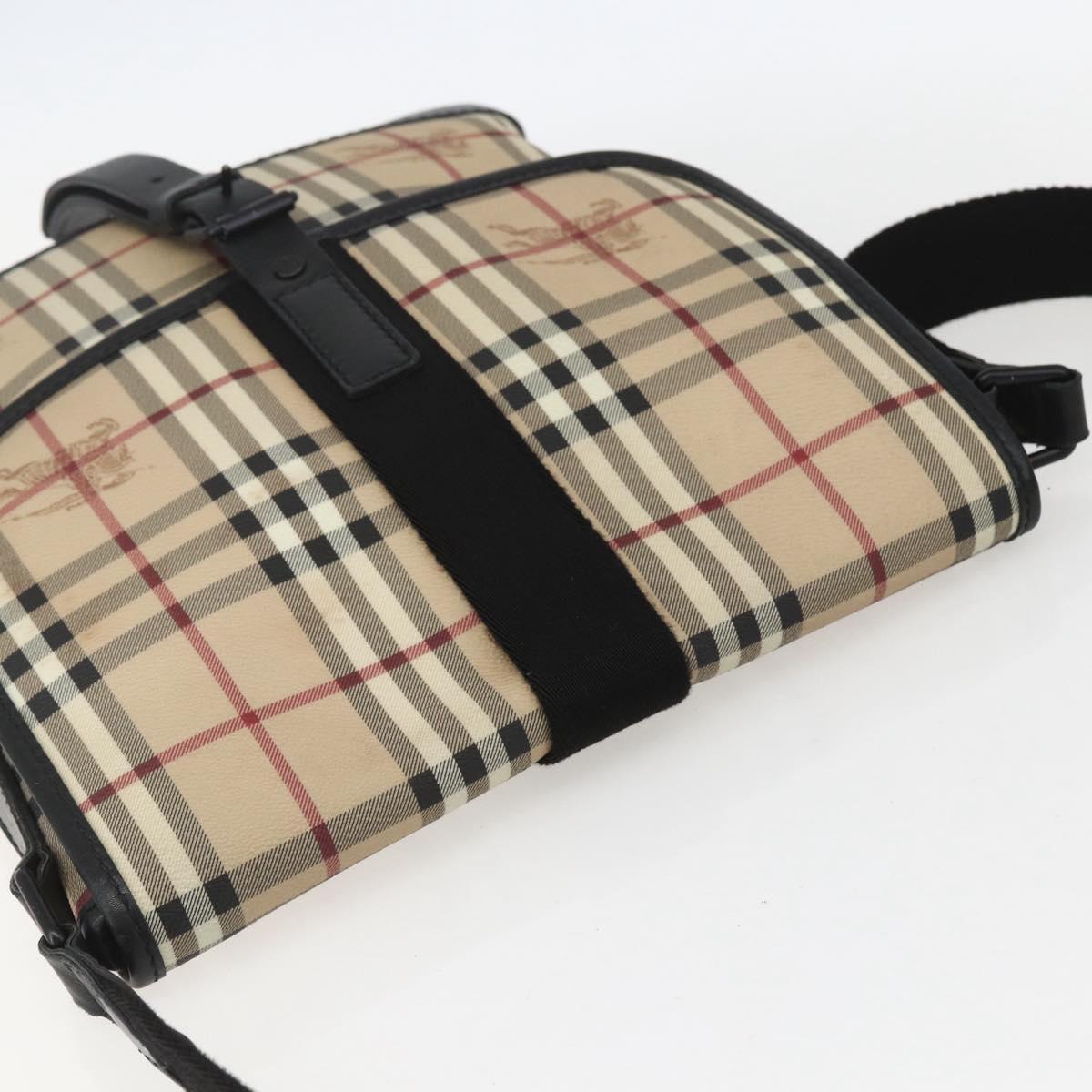 BURBERRY Nova Check Shoulder Bag PVC Beige Auth ka650V