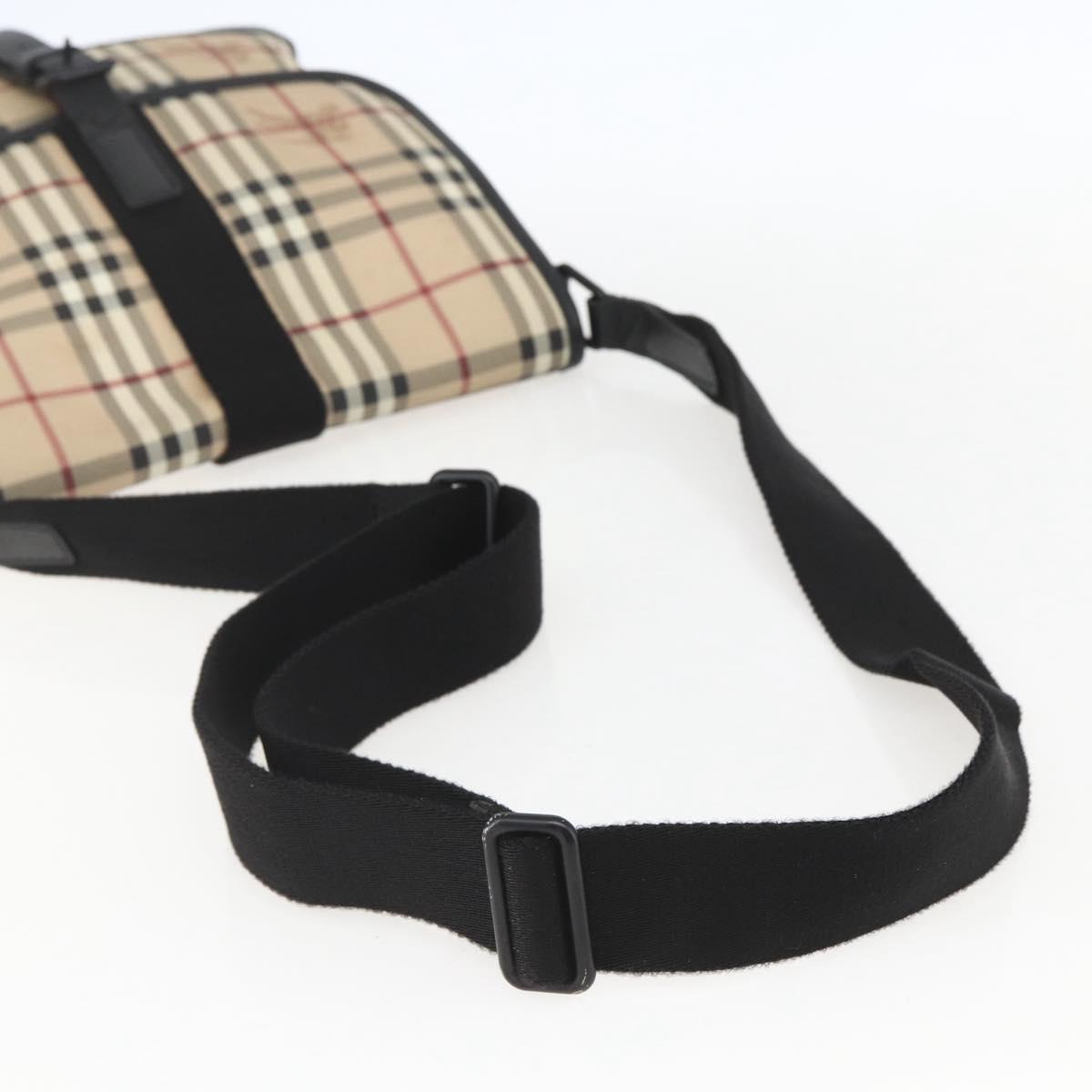 BURBERRY Nova Check Shoulder Bag PVC Beige Auth ka650V