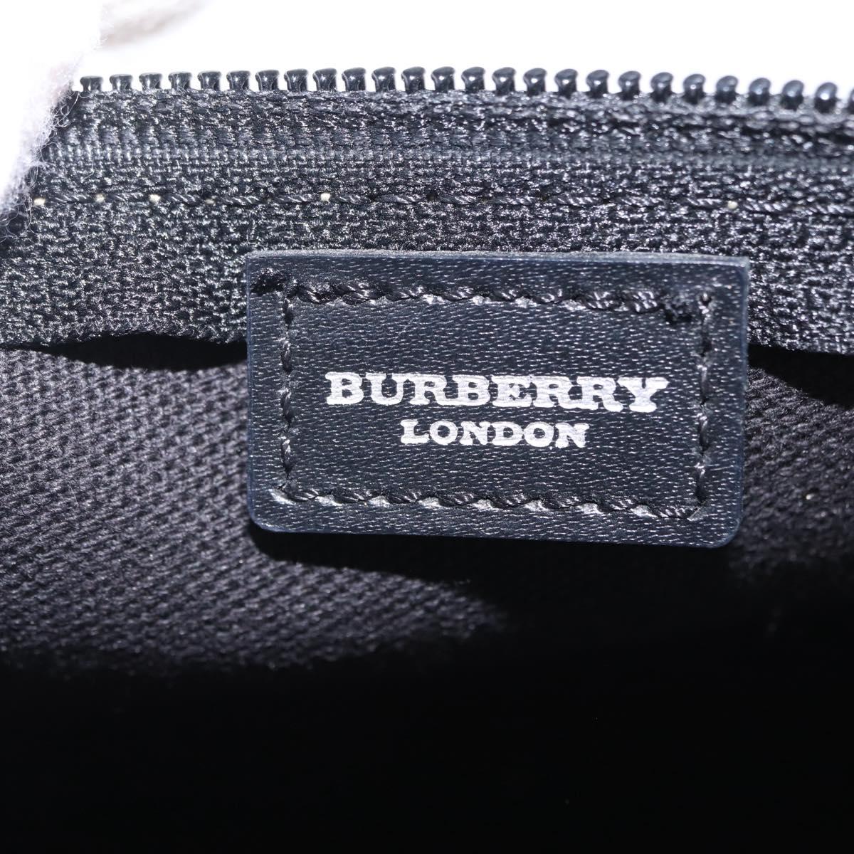 BURBERRY Nova Check Hand Bag PVC Leather Beige Silver Auth ka6510A