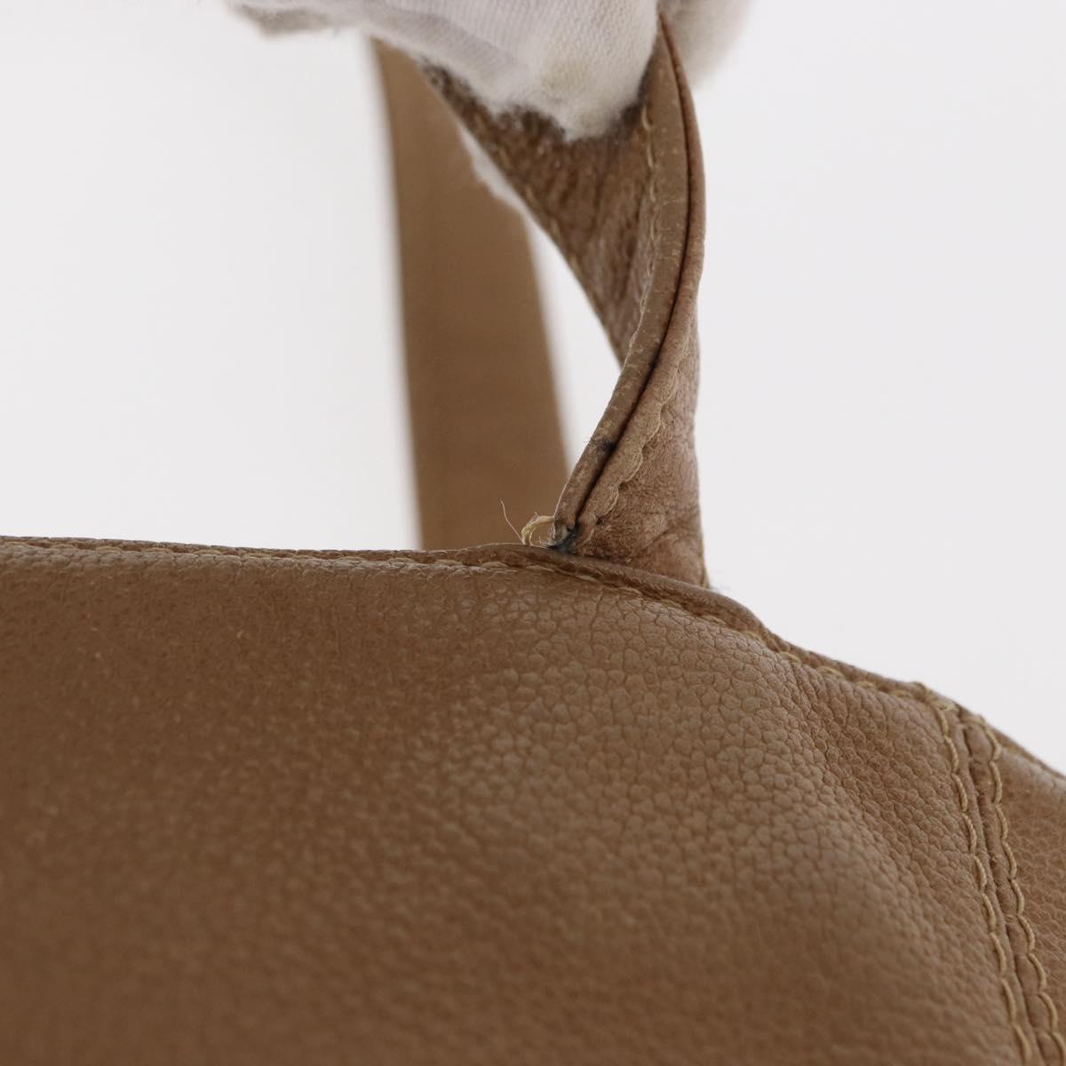 CHANEL Shoulder Bag Leather Beige Gold CC Auth ka652