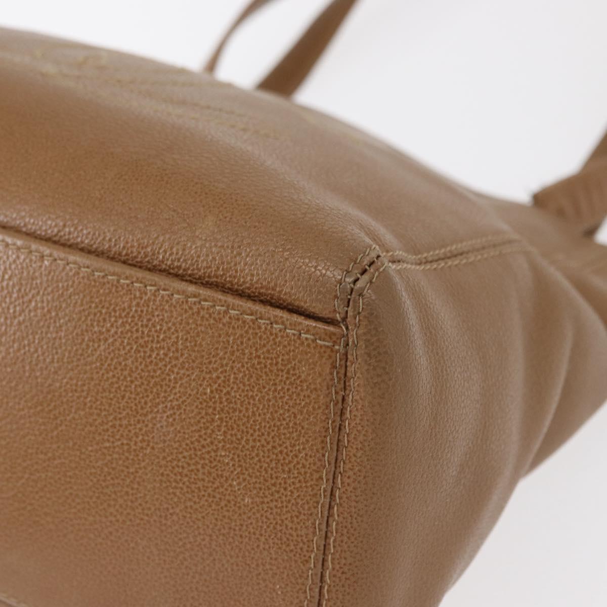 CHANEL Shoulder Bag Leather Beige Gold CC Auth ka652